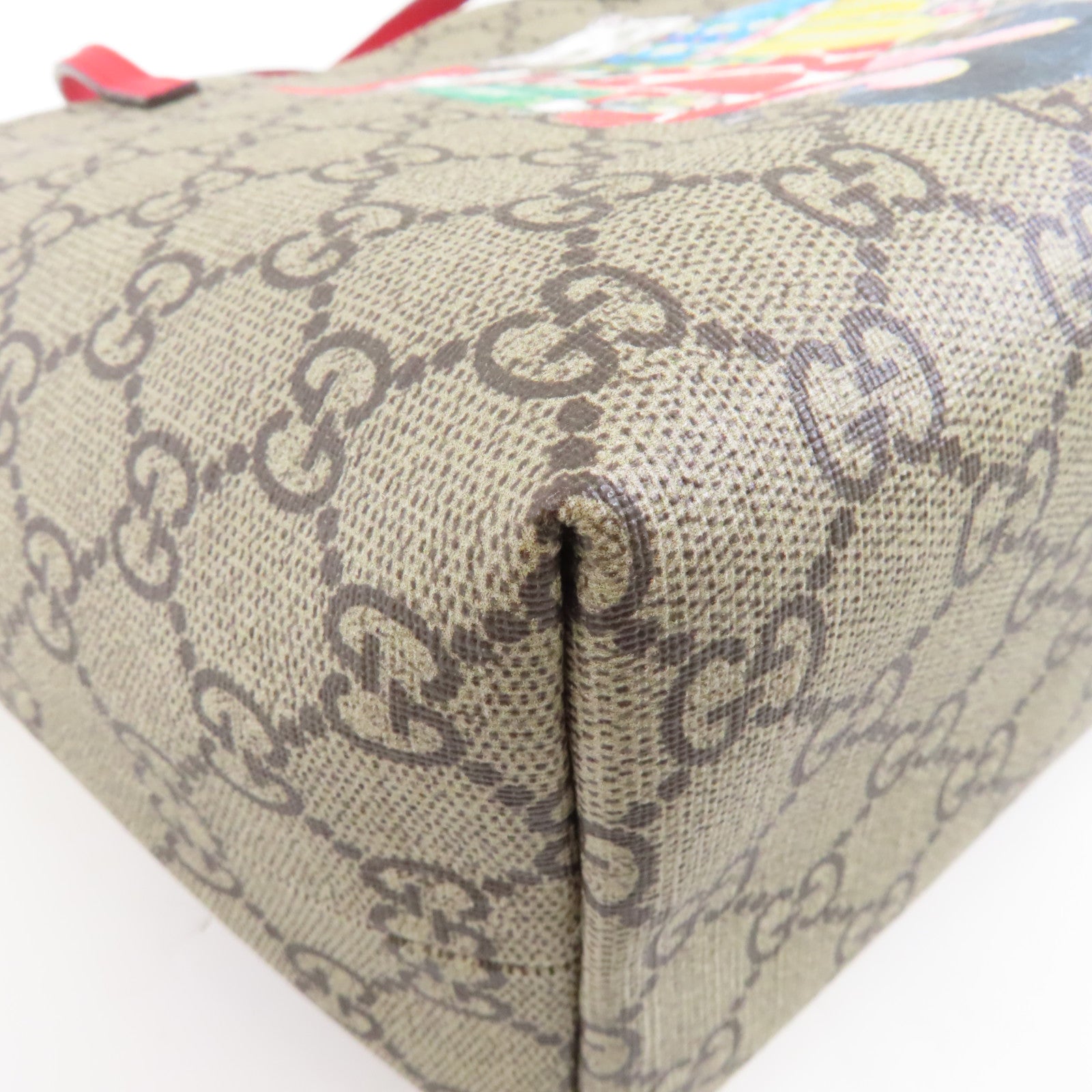 GUCCI 塗層帆布Yuko Higuchi Handbag銀扣手挽袋啡色/紅色