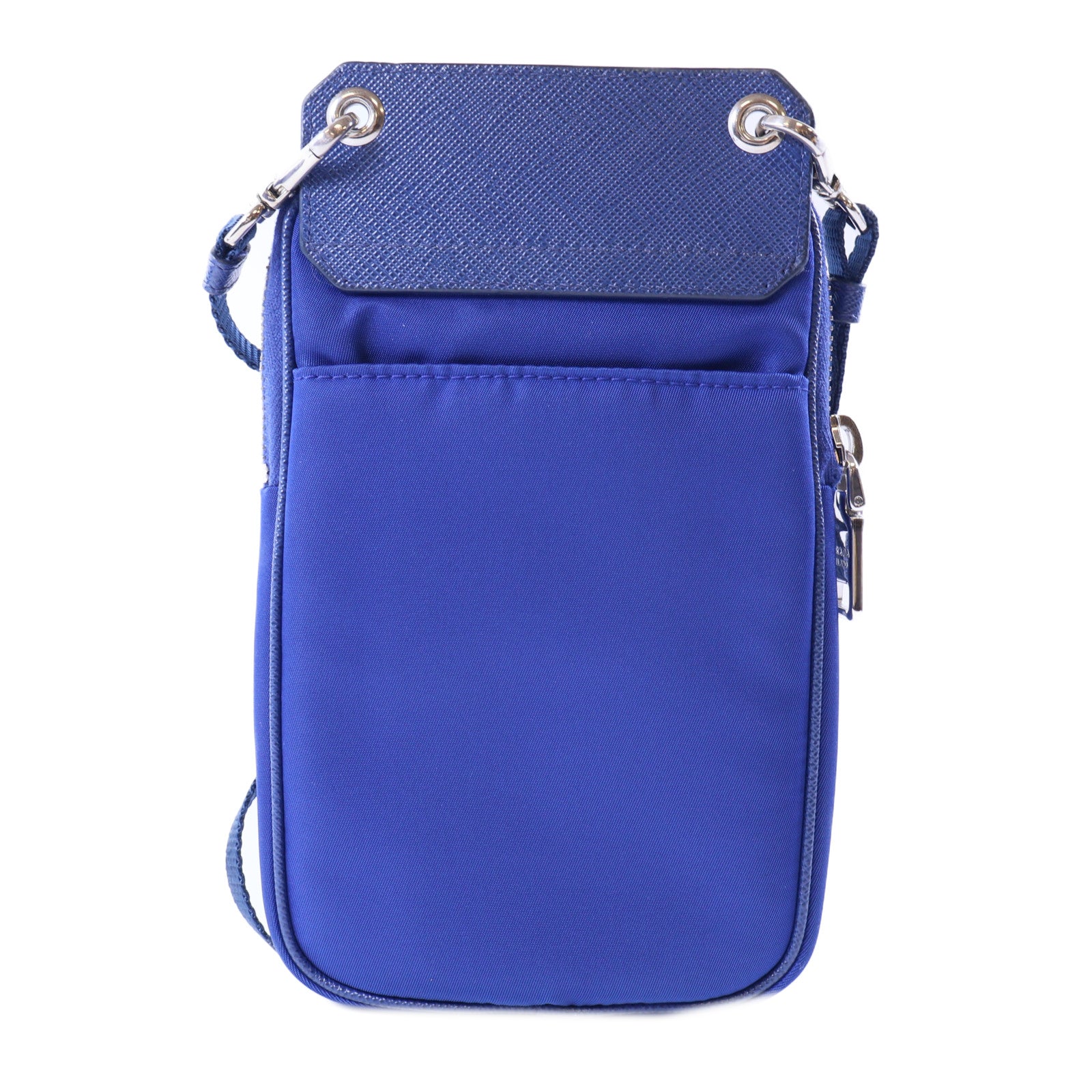 PRADA 尼龍Shoulder Bag銀扣肩背袋藍色