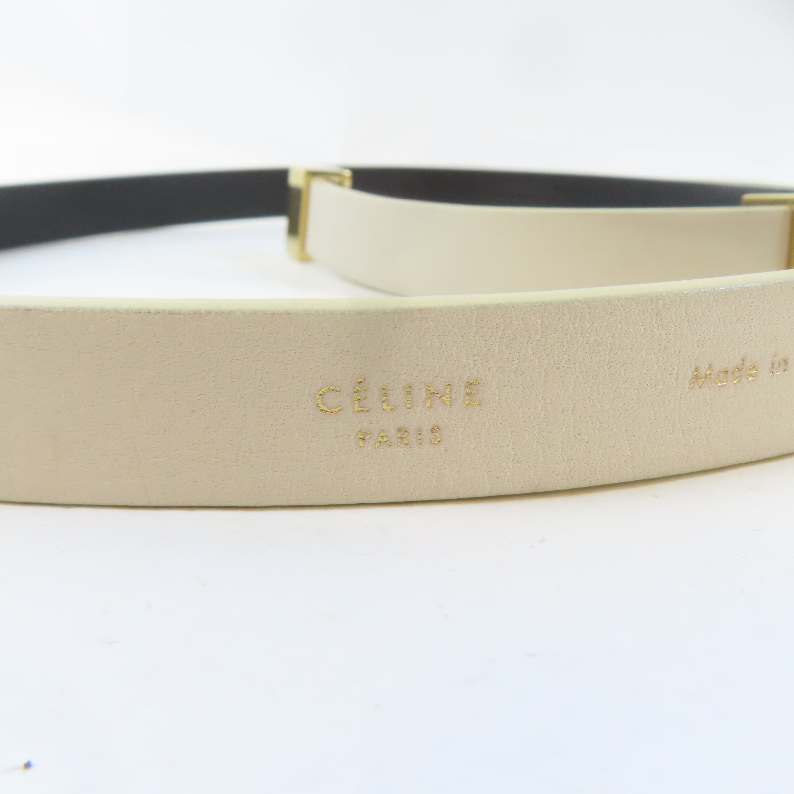 CELINE 【激減優惠】牛皮皮革Belt金扣皮帶白色