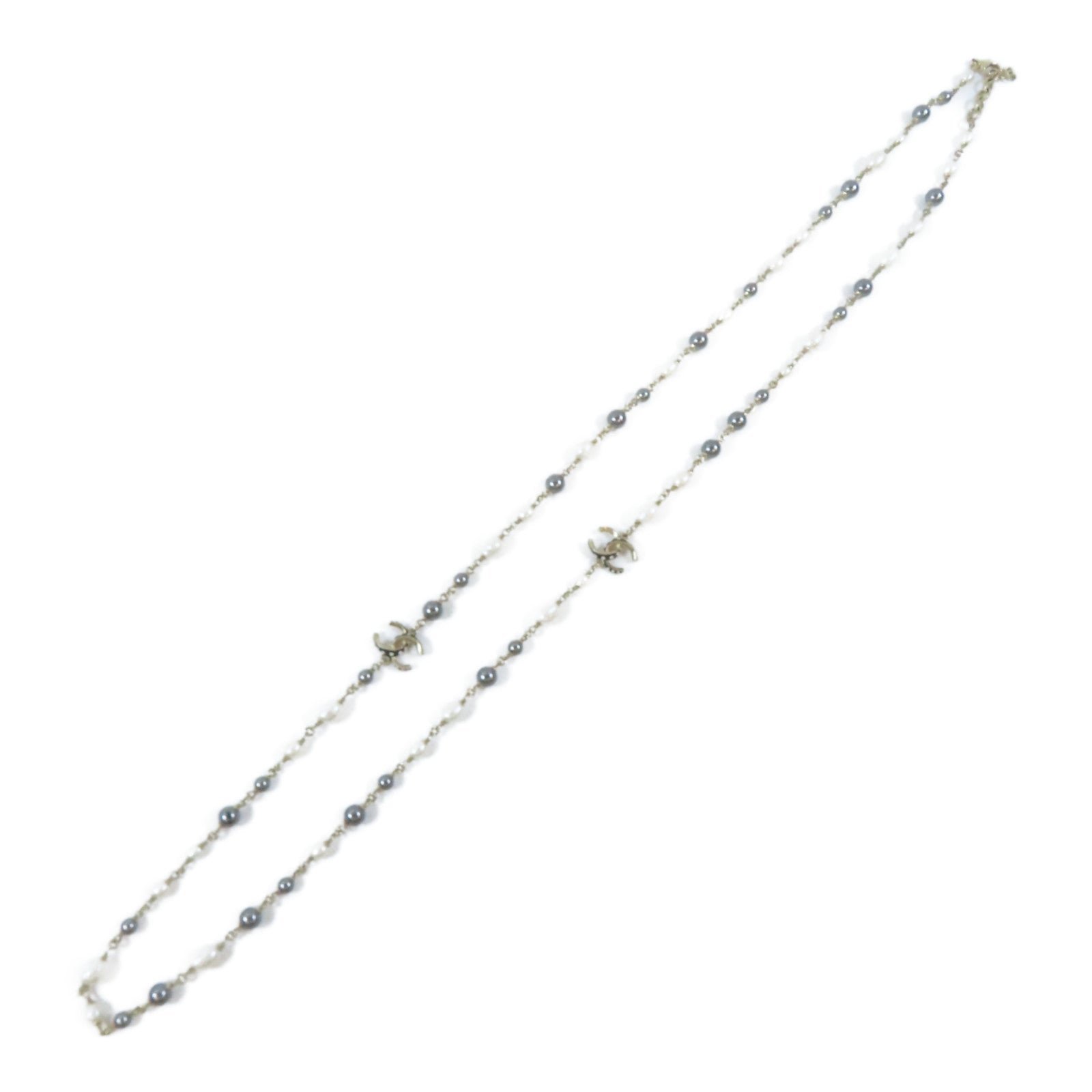 CHANEL PVC/金屬Necklace項鍊白色/灰色/金色