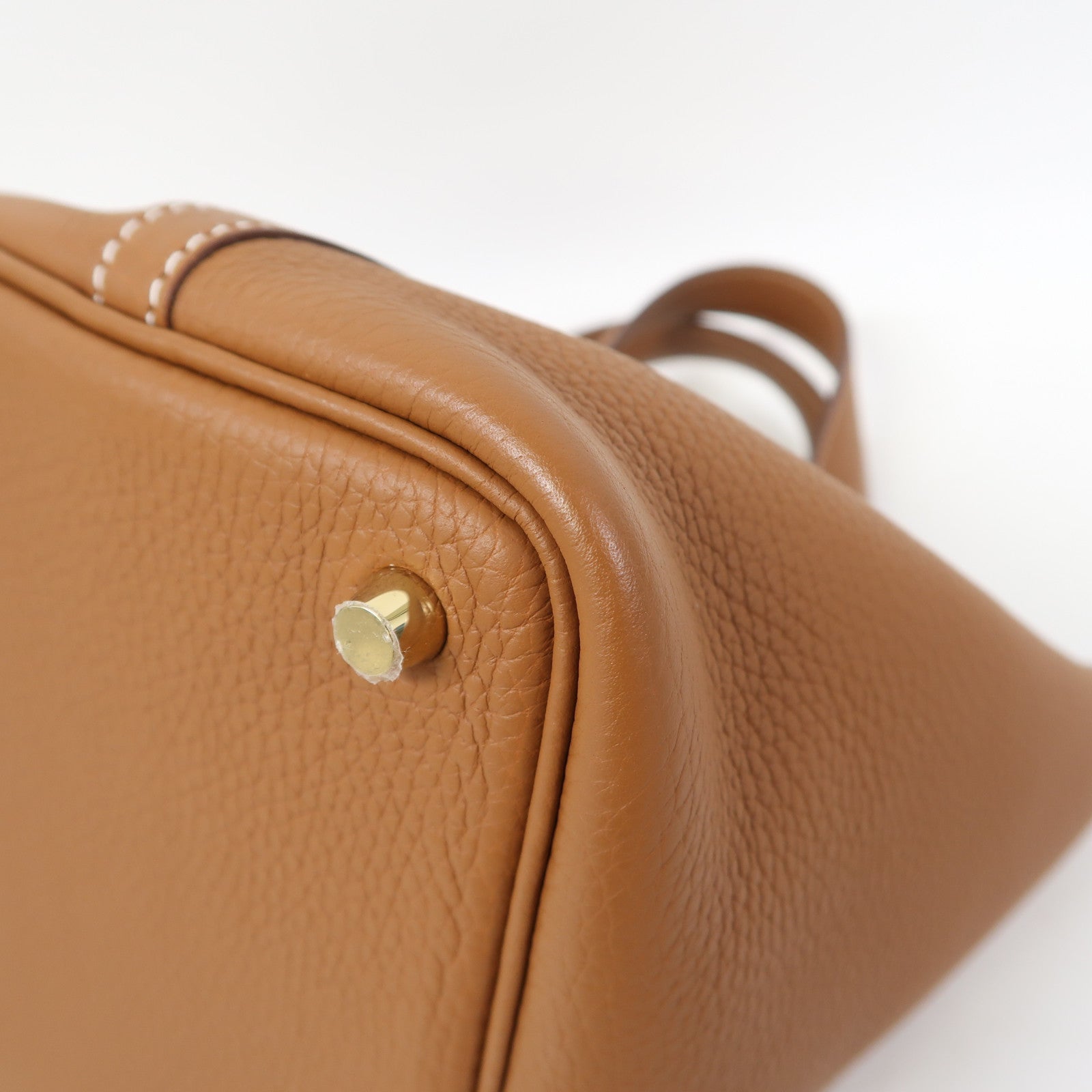 HERMES Clemence皮革Picotin PM金扣手挽袋經典駝色