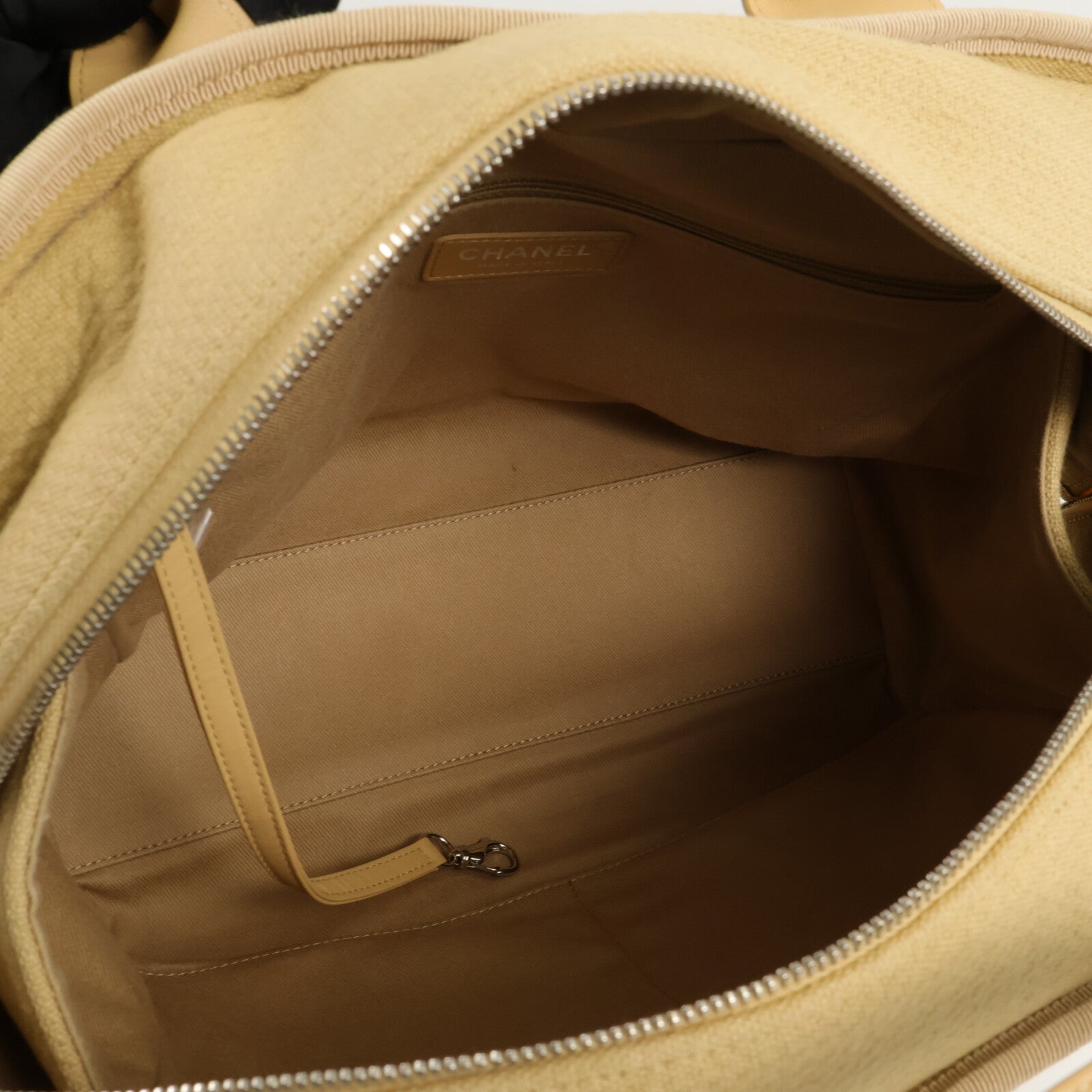 CHANEL 帆布Deauville Bowling Bag鏈帶手挽肩背兩用袋