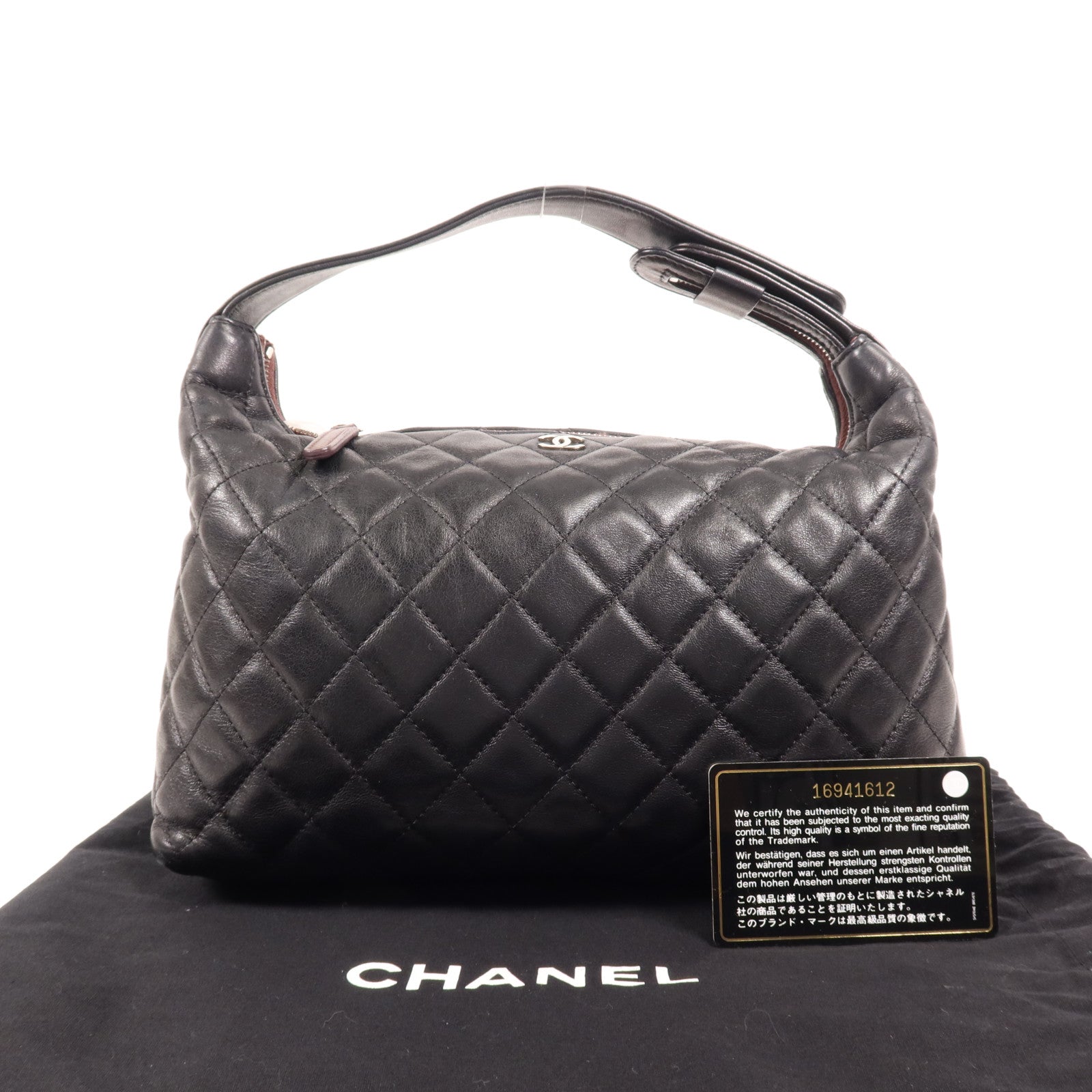 CHANEL 牛皮皮革Hand Bag銀扣手挽袋