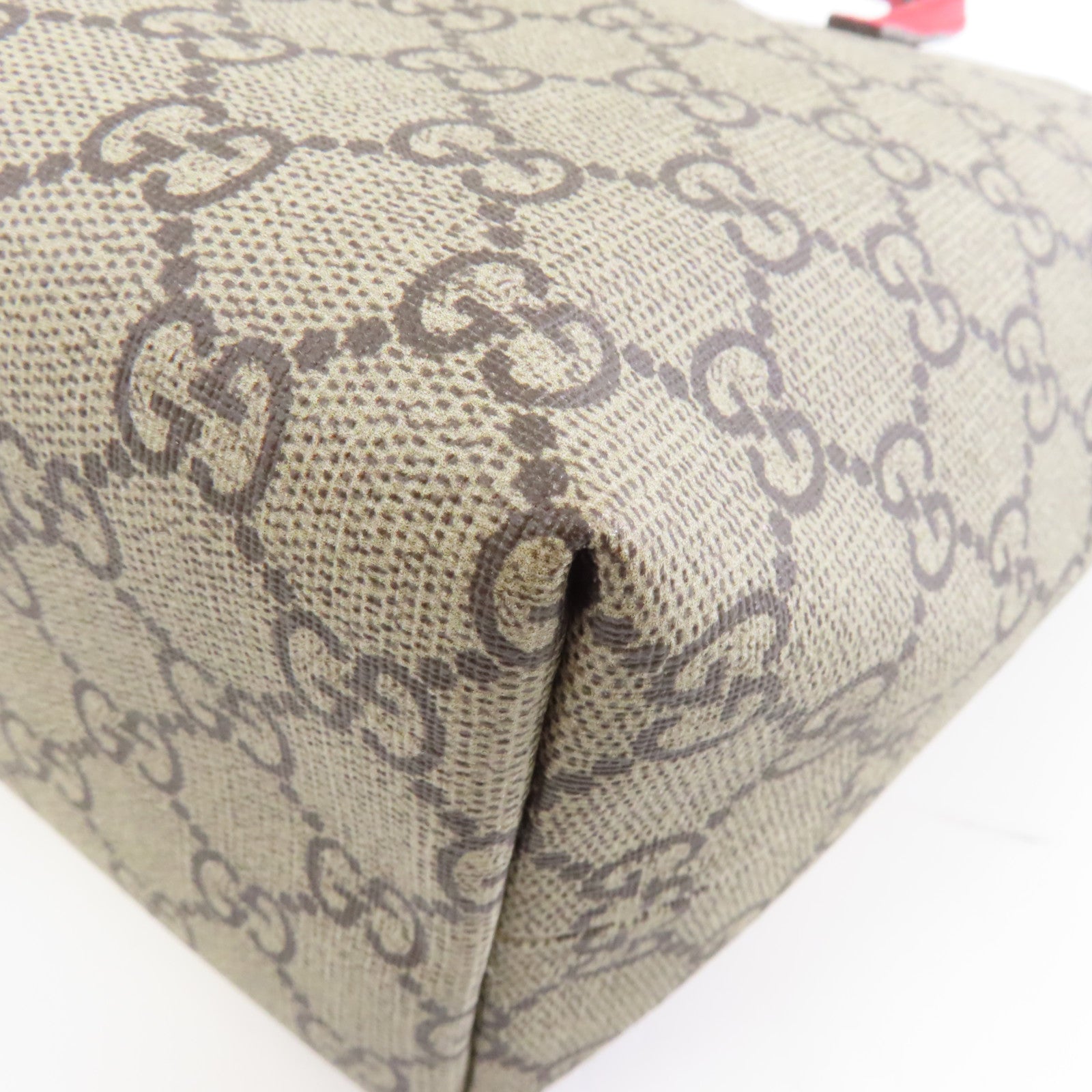 GUCCI 塗層帆布Yuko Higuchi Handbag銀扣手挽袋啡色/紅色
