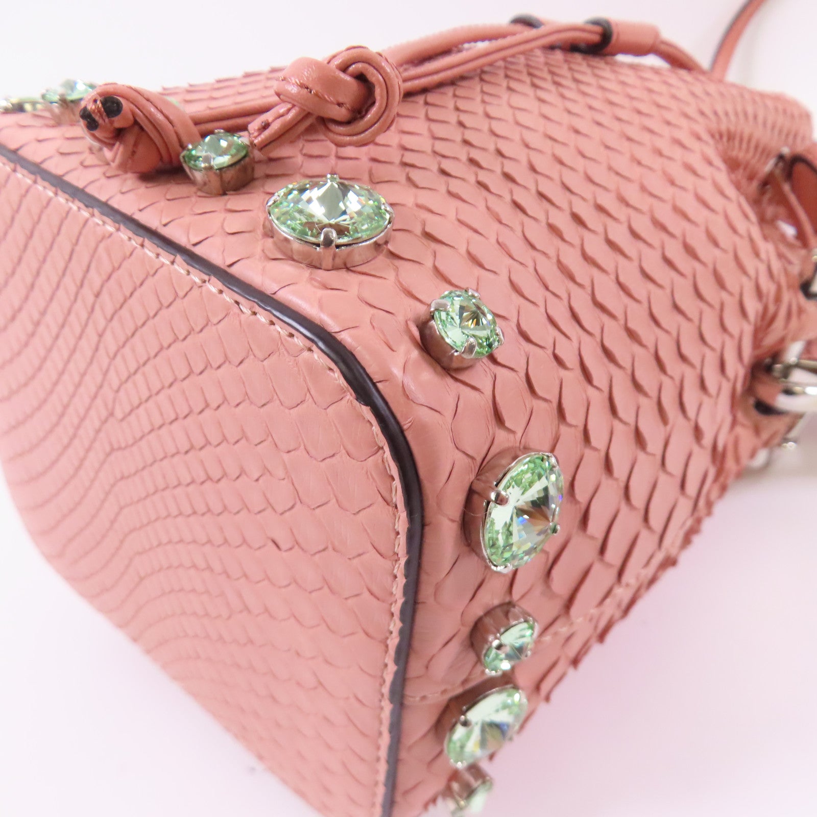 FENDI 蛇皮皮革Mon Tresor銀扣手挽肩背兩用袋