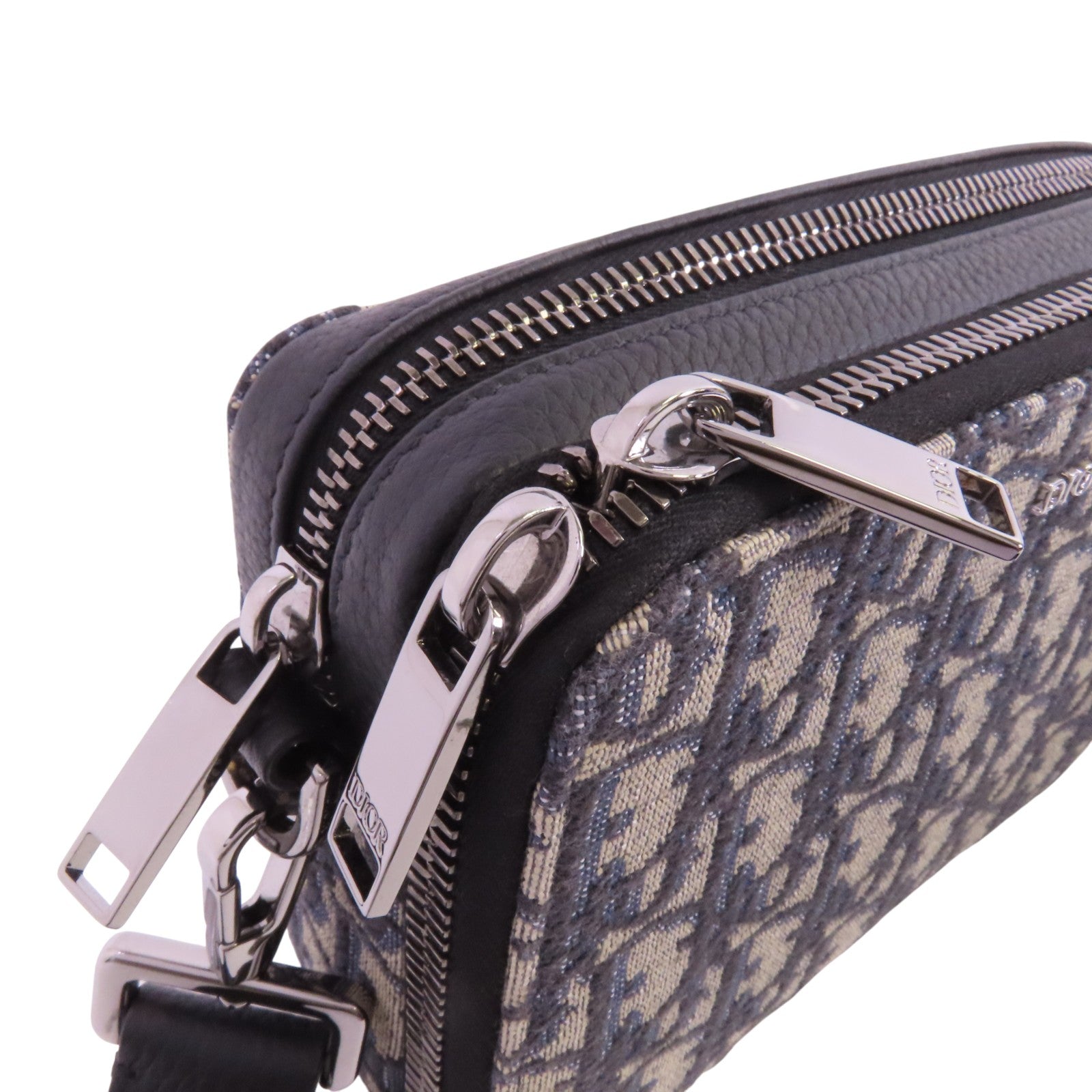Dior Obriqur帆布Zipped Pouch With Strap銀扣肩背袋