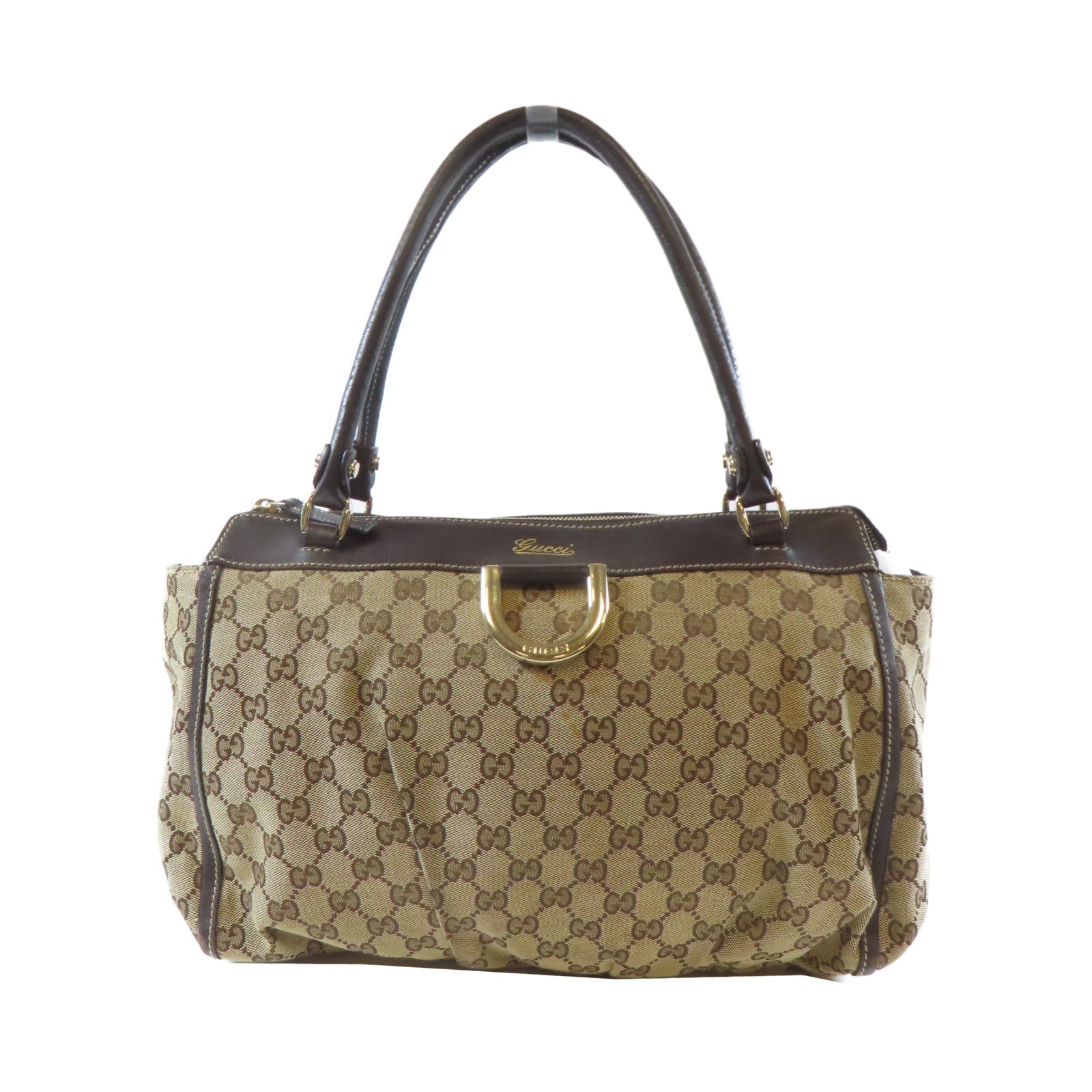 GUCCI 【激減優惠】帆布Shoulder Bag金扣肩背袋啡色