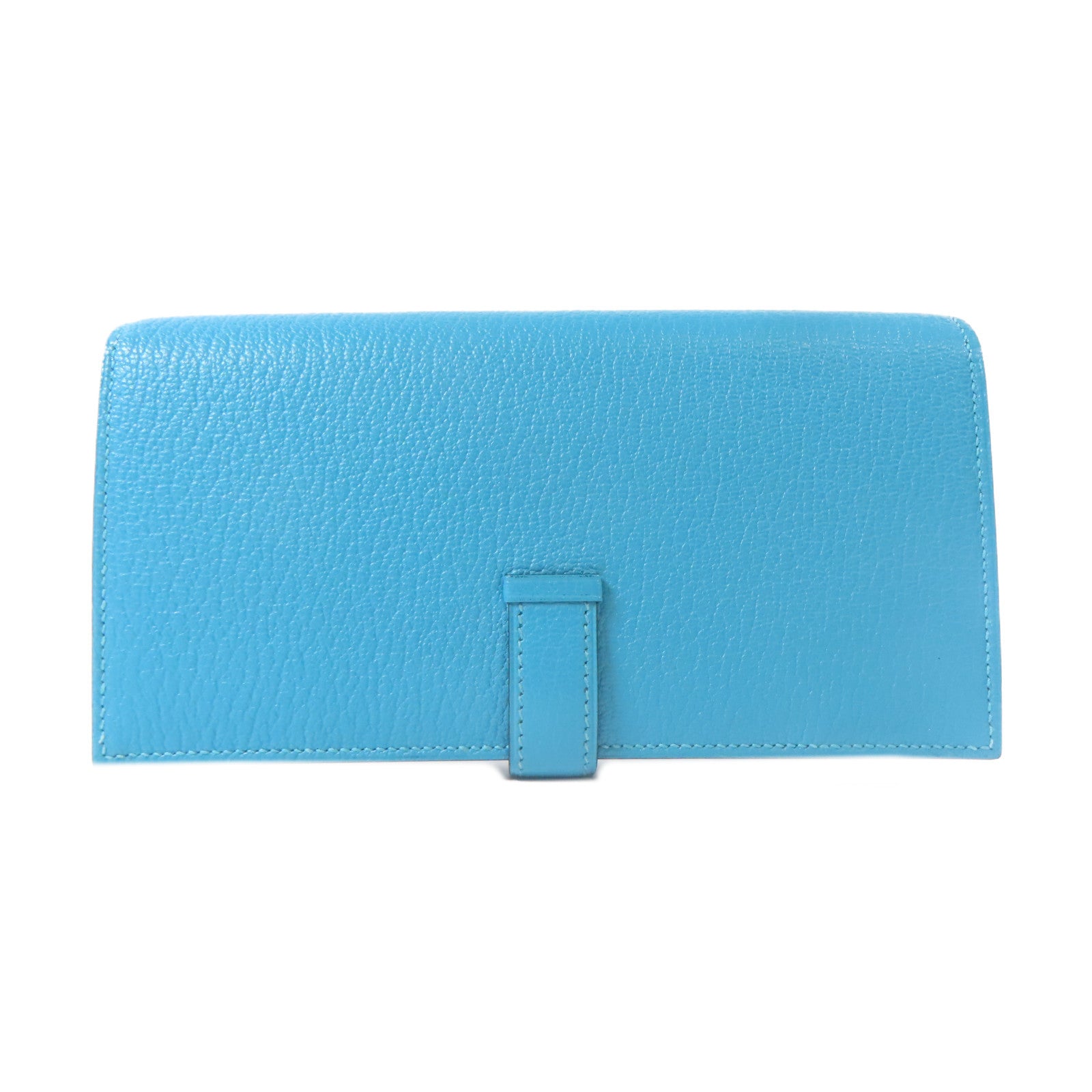 HERMES **【激減優惠】Chevre皮革Bearn Long Wallet銀扣長錢包藍色Blue Jean