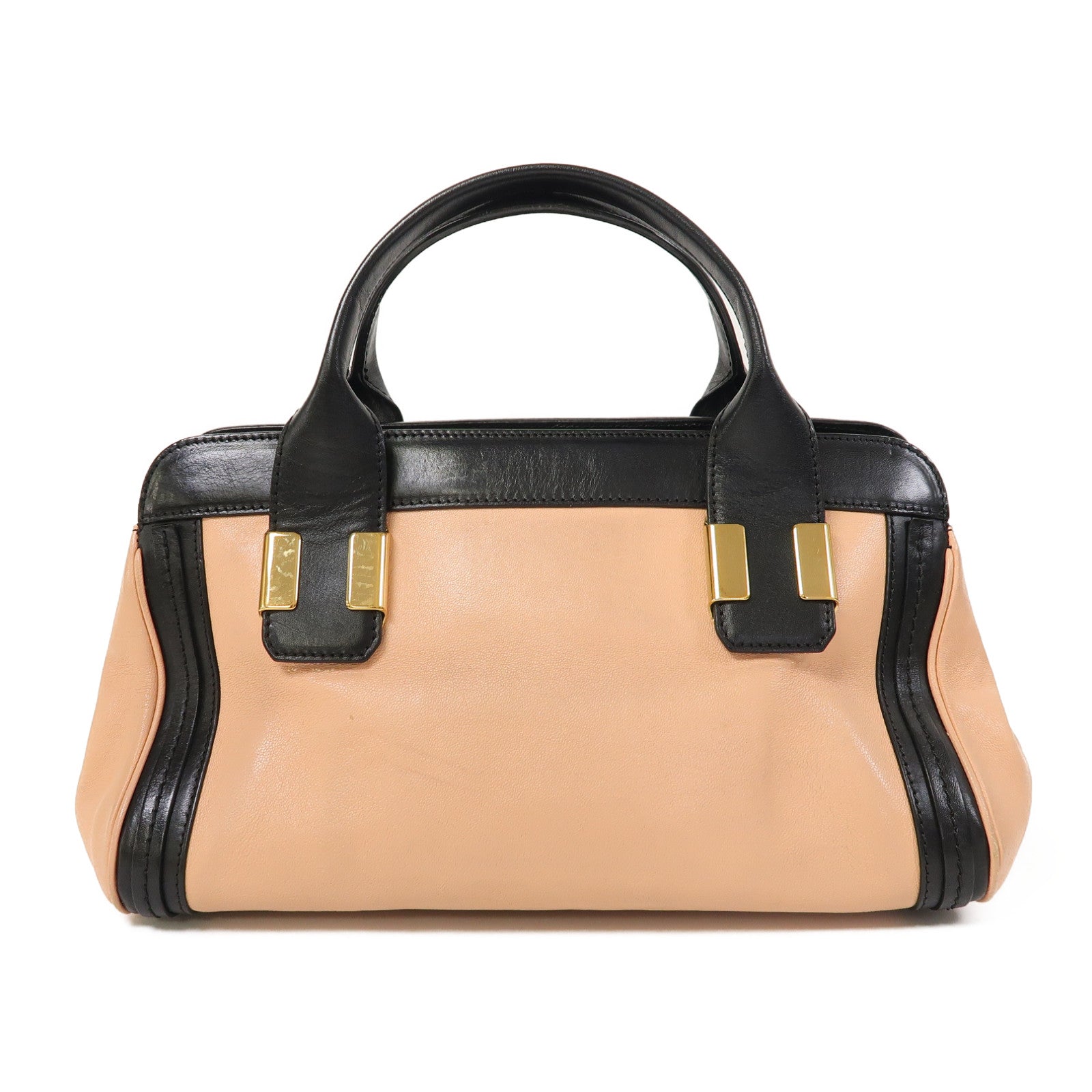 Chloe 牛皮皮革Alice Handle bag金扣手挽肩背兩用袋黑色/粉紅色