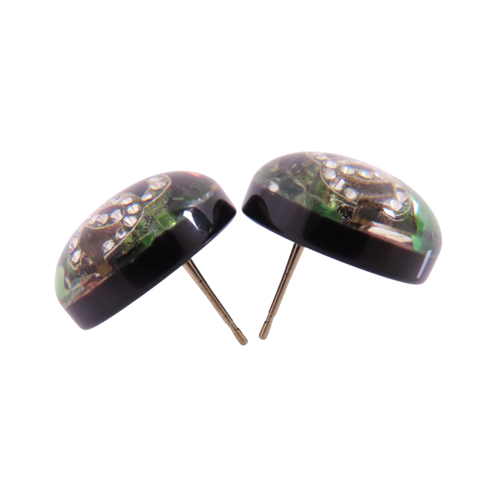 CHANEL 金屬/PVC/水鑽Earrings金扣耳環