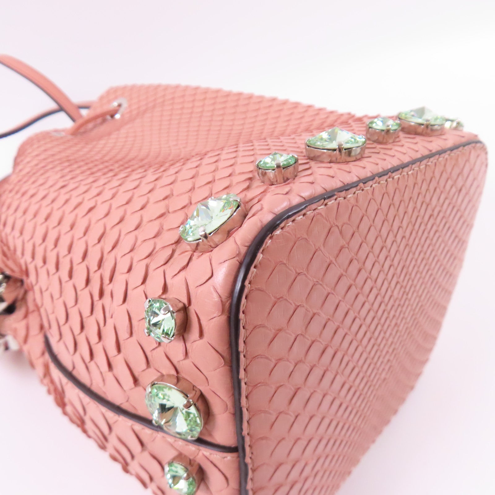 FENDI 蛇皮皮革Mon Tresor銀扣手挽肩背兩用袋