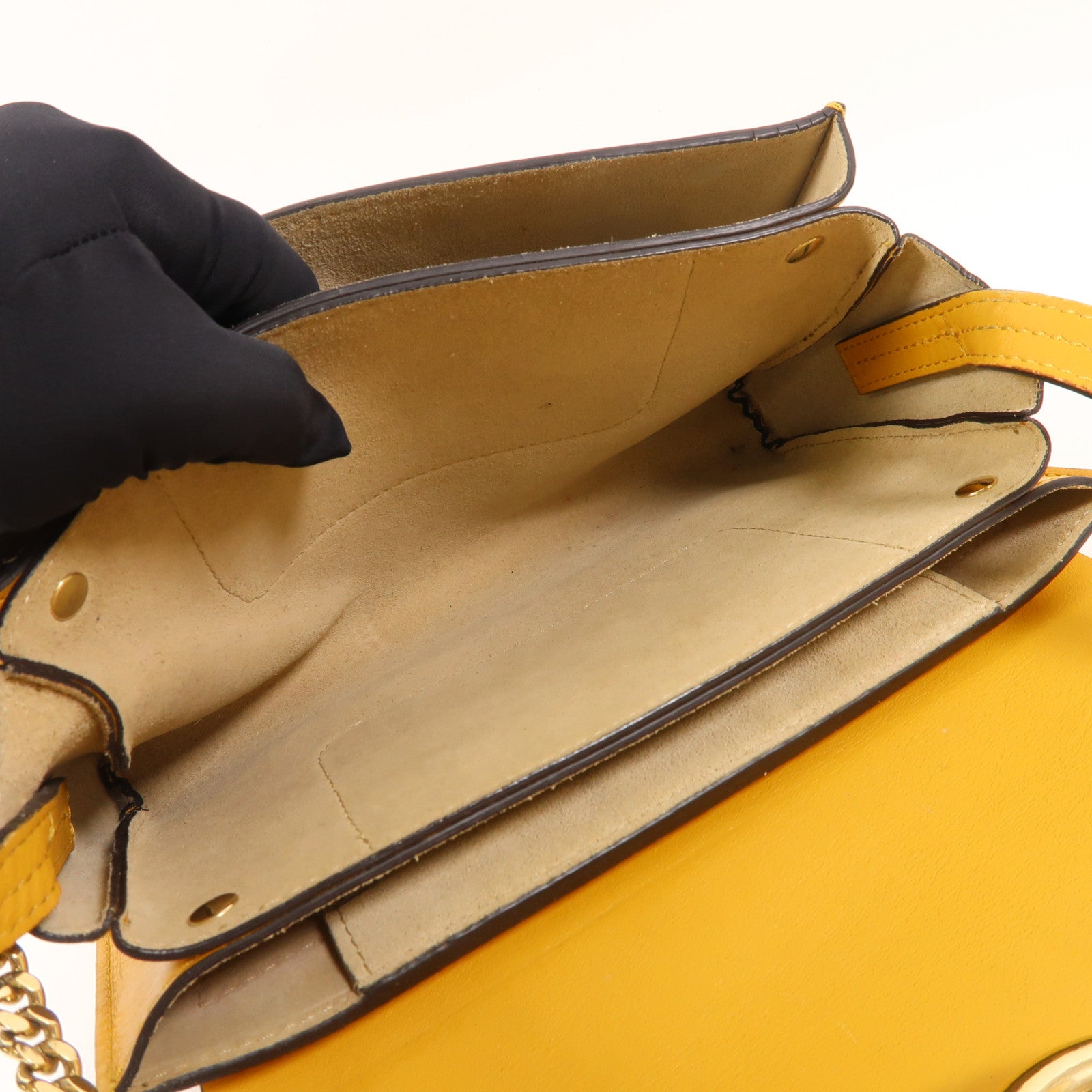 Chloe 牛皮/麂皮皮革Faye金扣肩背袋