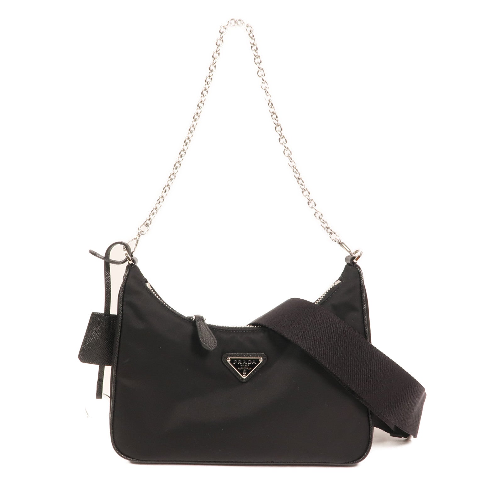 PRADA 尼龍Re-Edition 2005銀扣鏈帶肩背袋