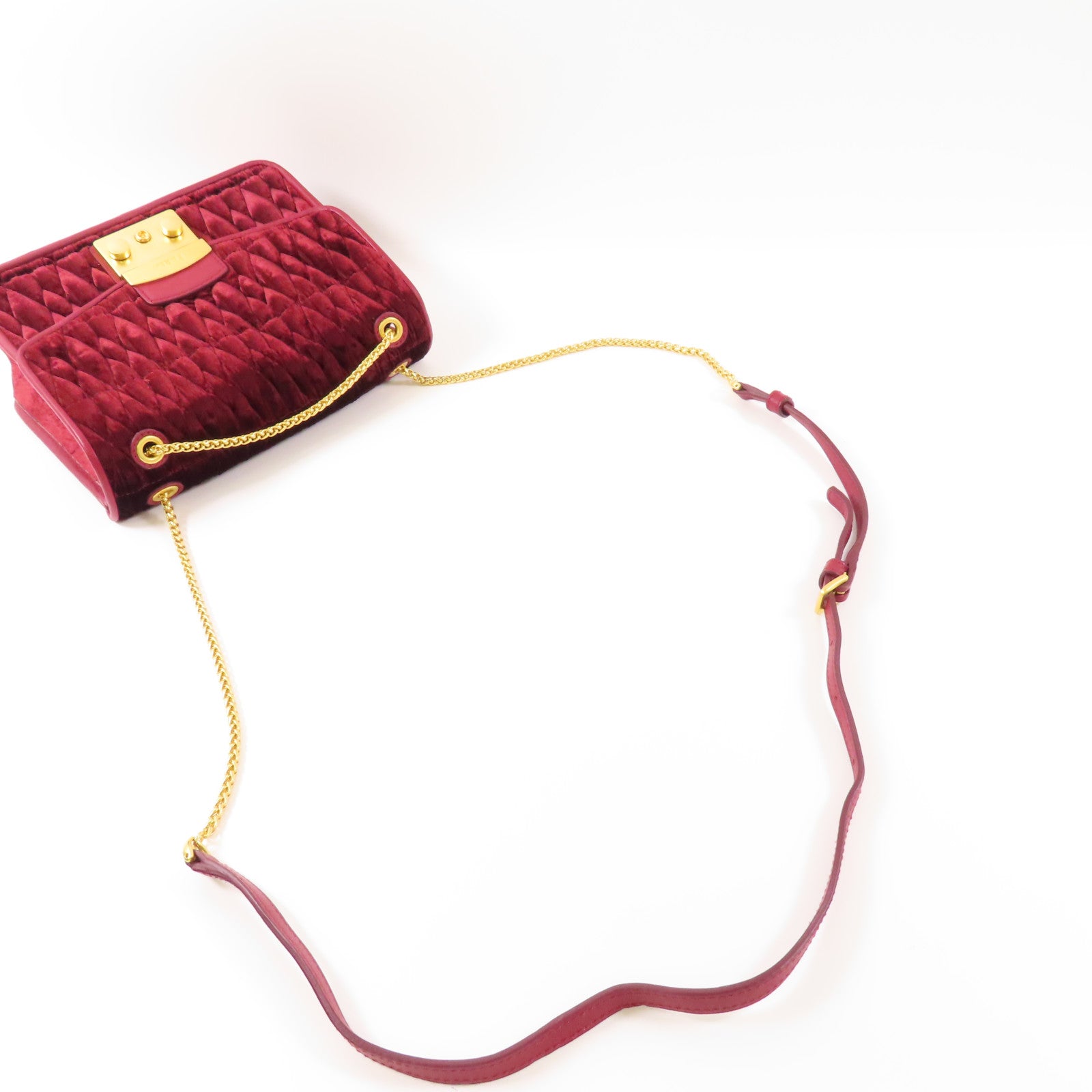 Furla 天鵝絨Shoulder Bag金扣肩背袋