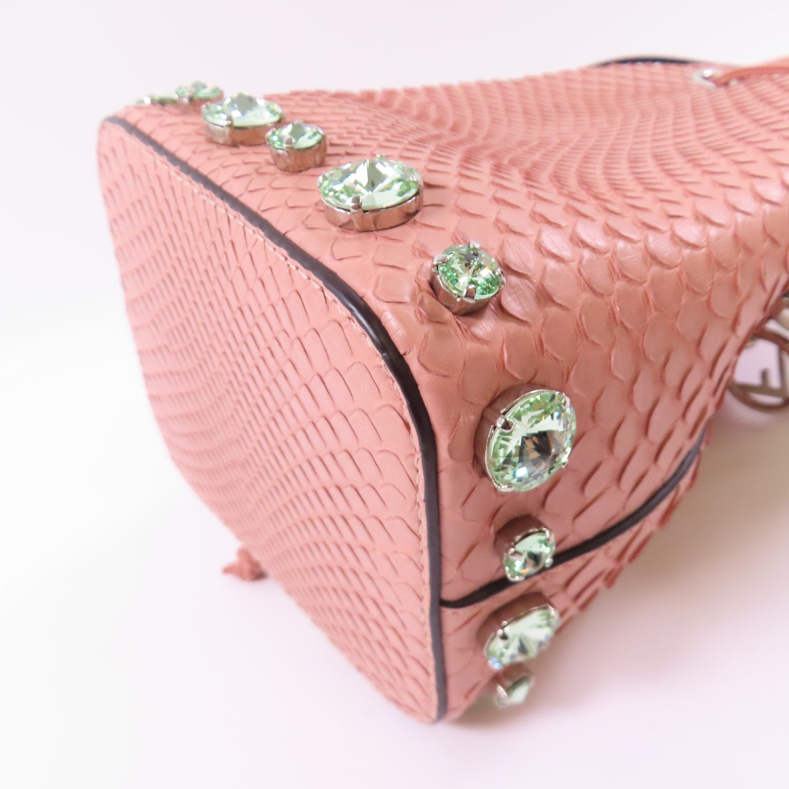 FENDI 蛇皮皮革Mon Tresor銀扣手挽肩背兩用袋