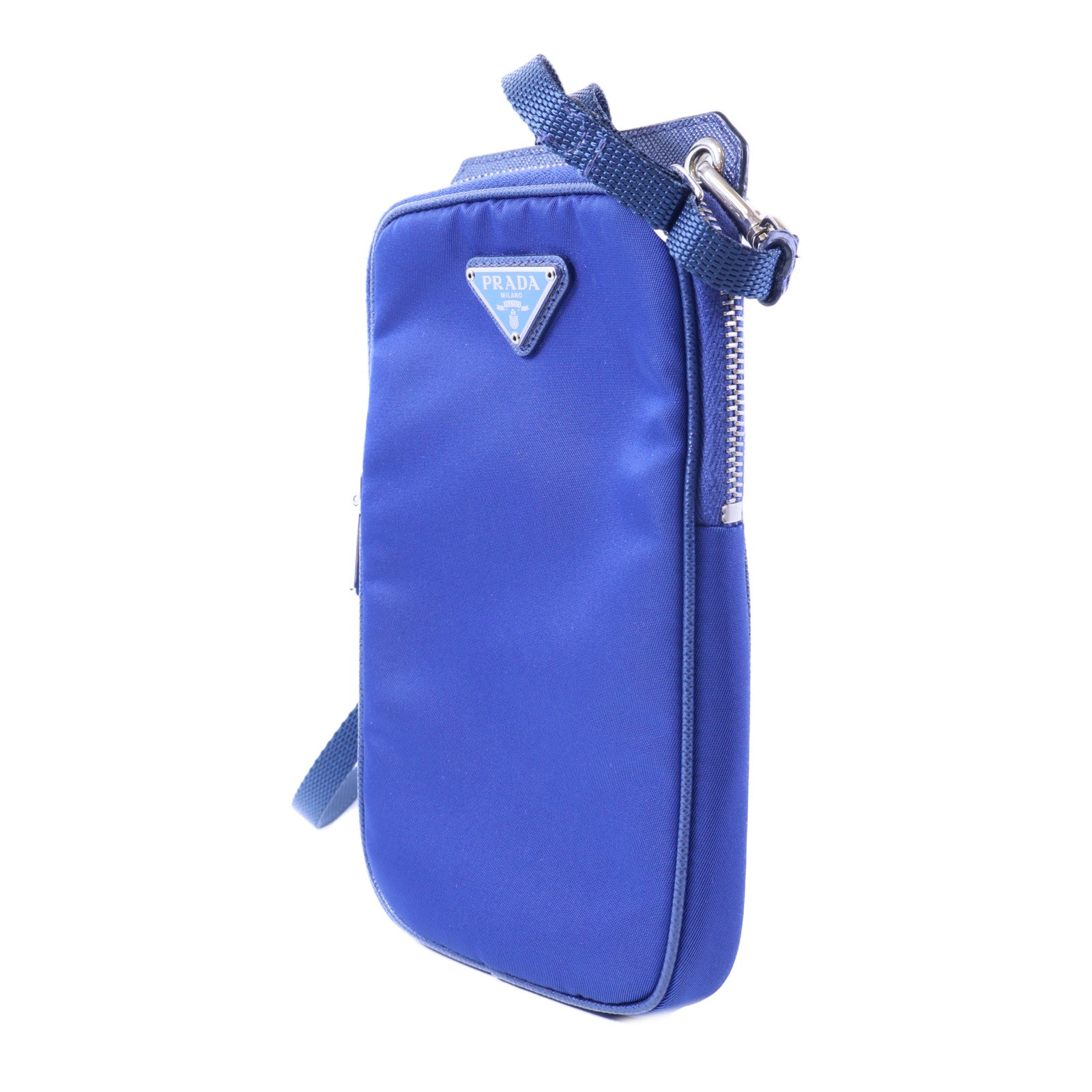 PRADA 尼龍Shoulder Bag銀扣肩背袋藍色