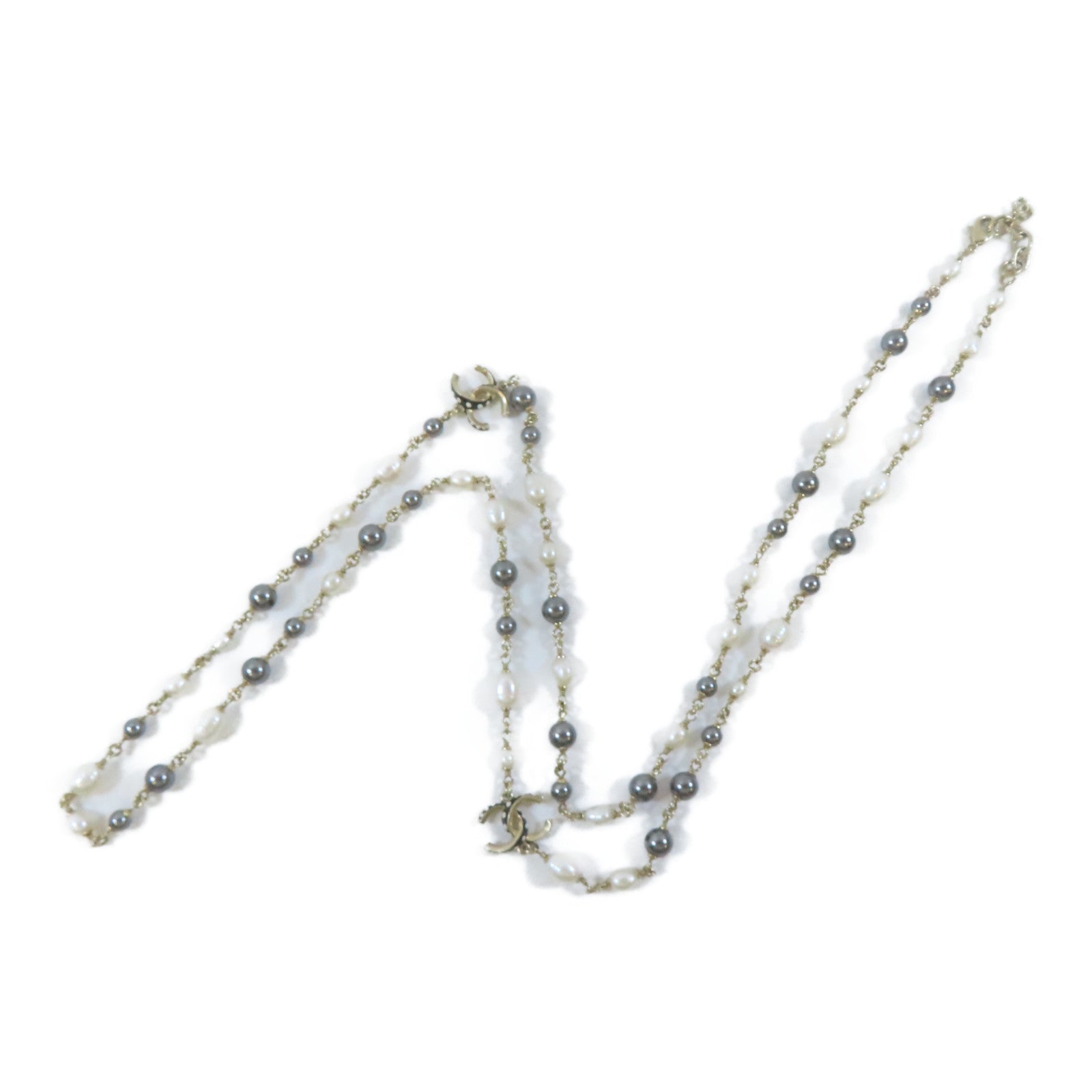 CHANEL PVC/金屬Necklace項鍊白色/灰色/金色