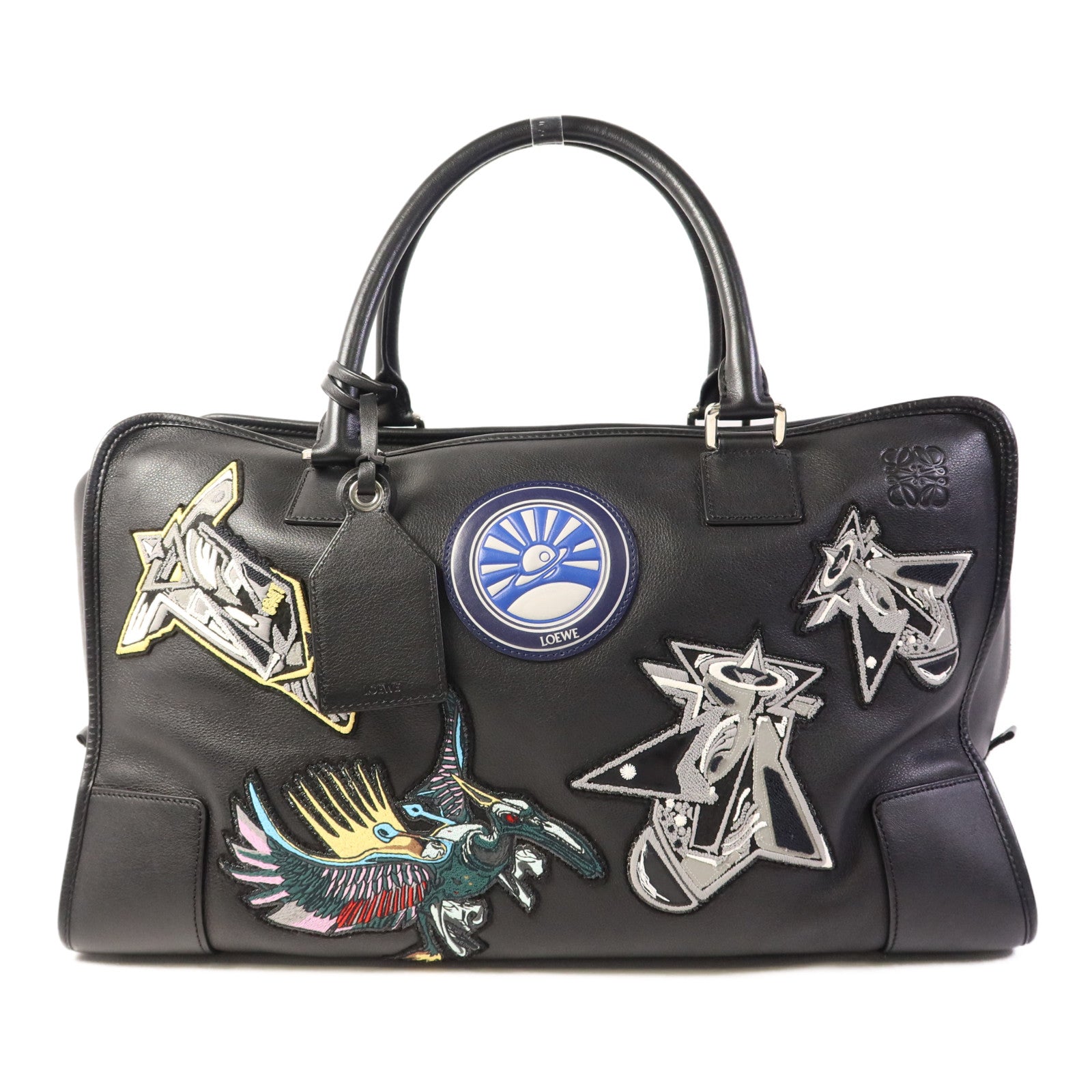 LOEWE 牛皮皮革Amazona銀扣手挽袋