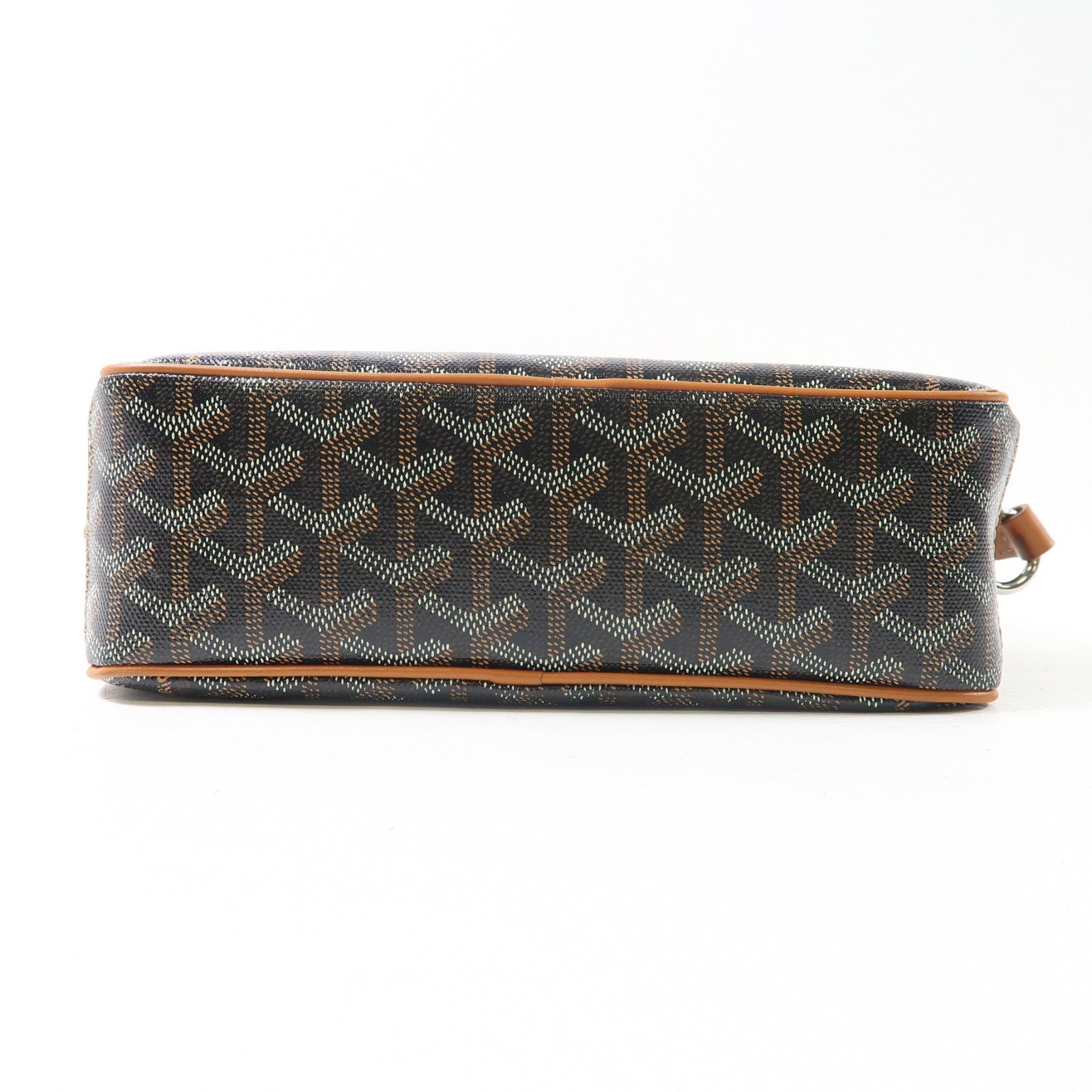 GOYARD 塗層帆布/皮革Cap Vert PM銀扣肩背袋啡色/黑色