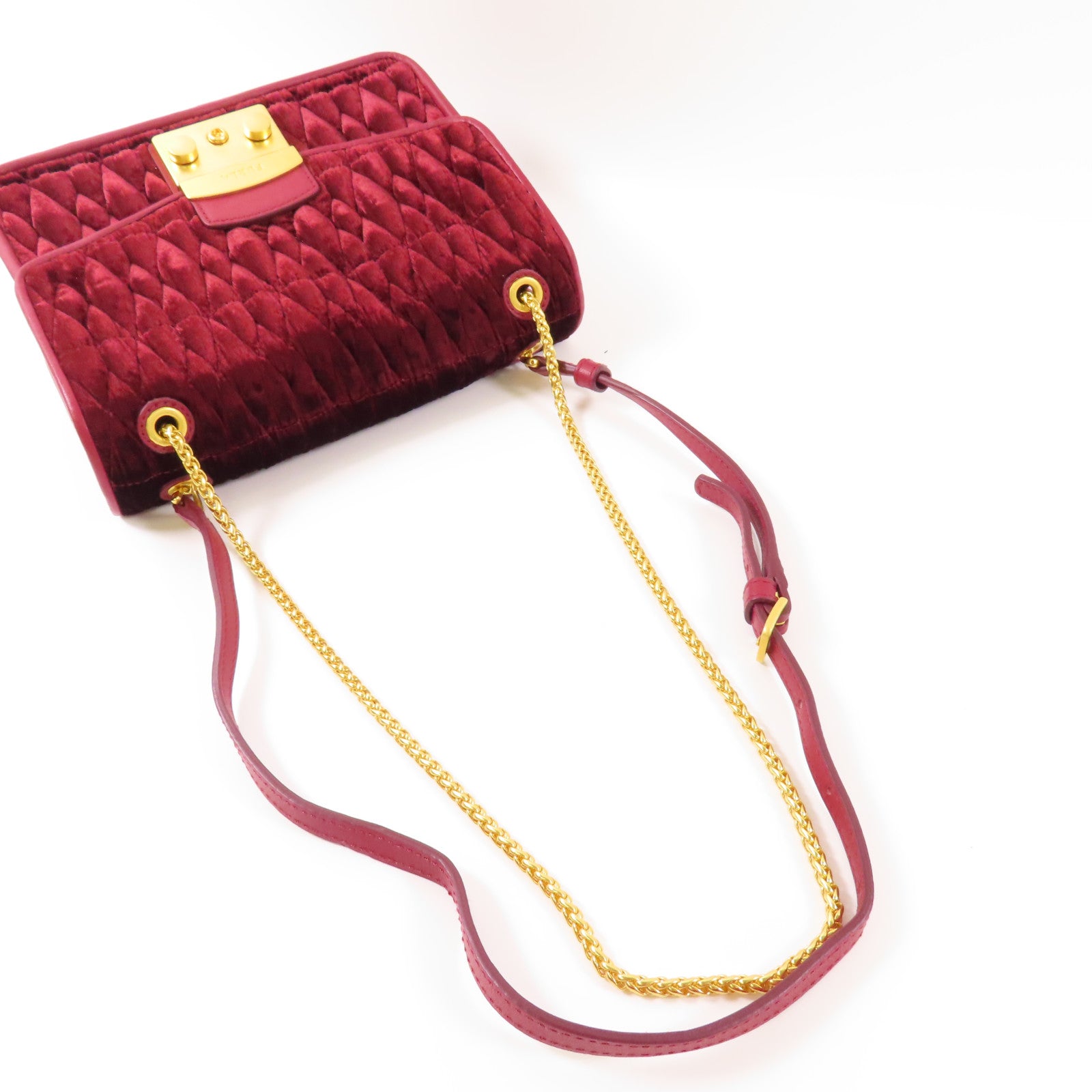 Furla 天鵝絨Shoulder Bag金扣肩背袋