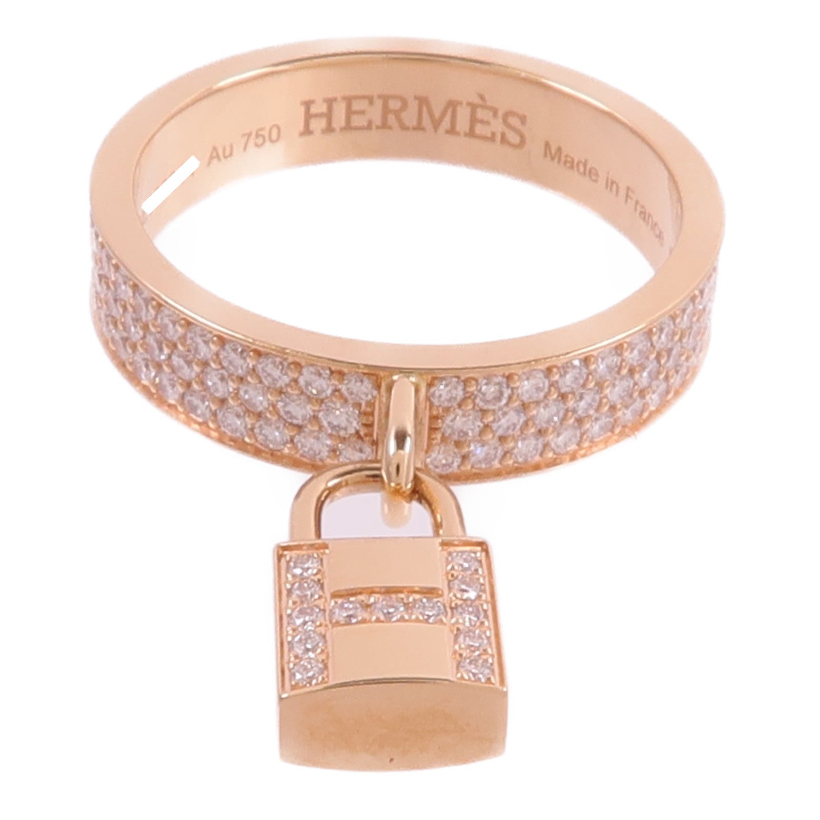 HERMES 18K玫瑰金Kelly Clochette Ring鑽石戒指