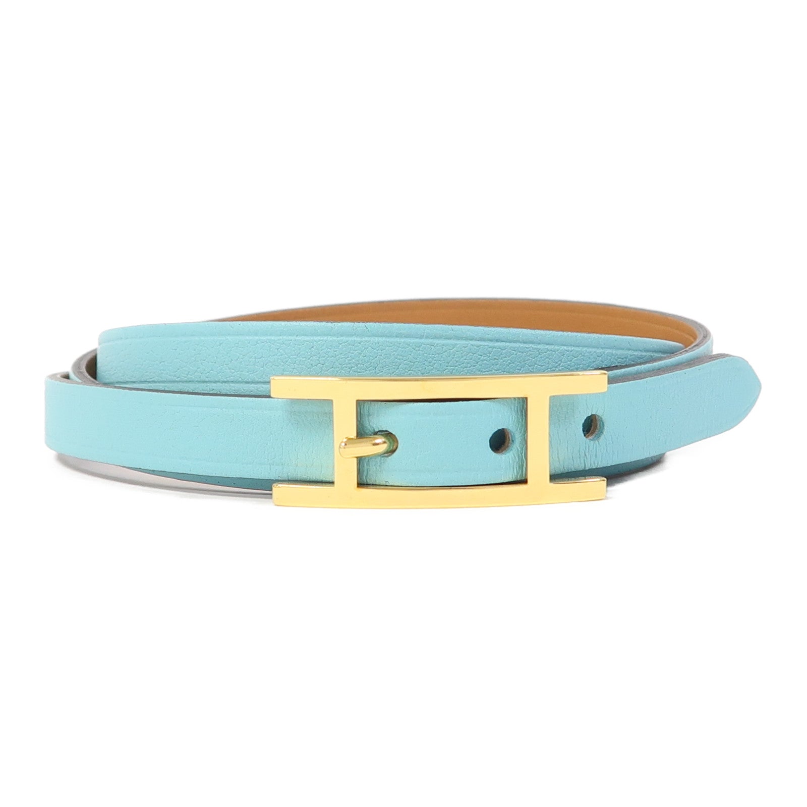 HERMES Swift皮革Behapi Double Tour Bracelet手鐲聖西爾藍色