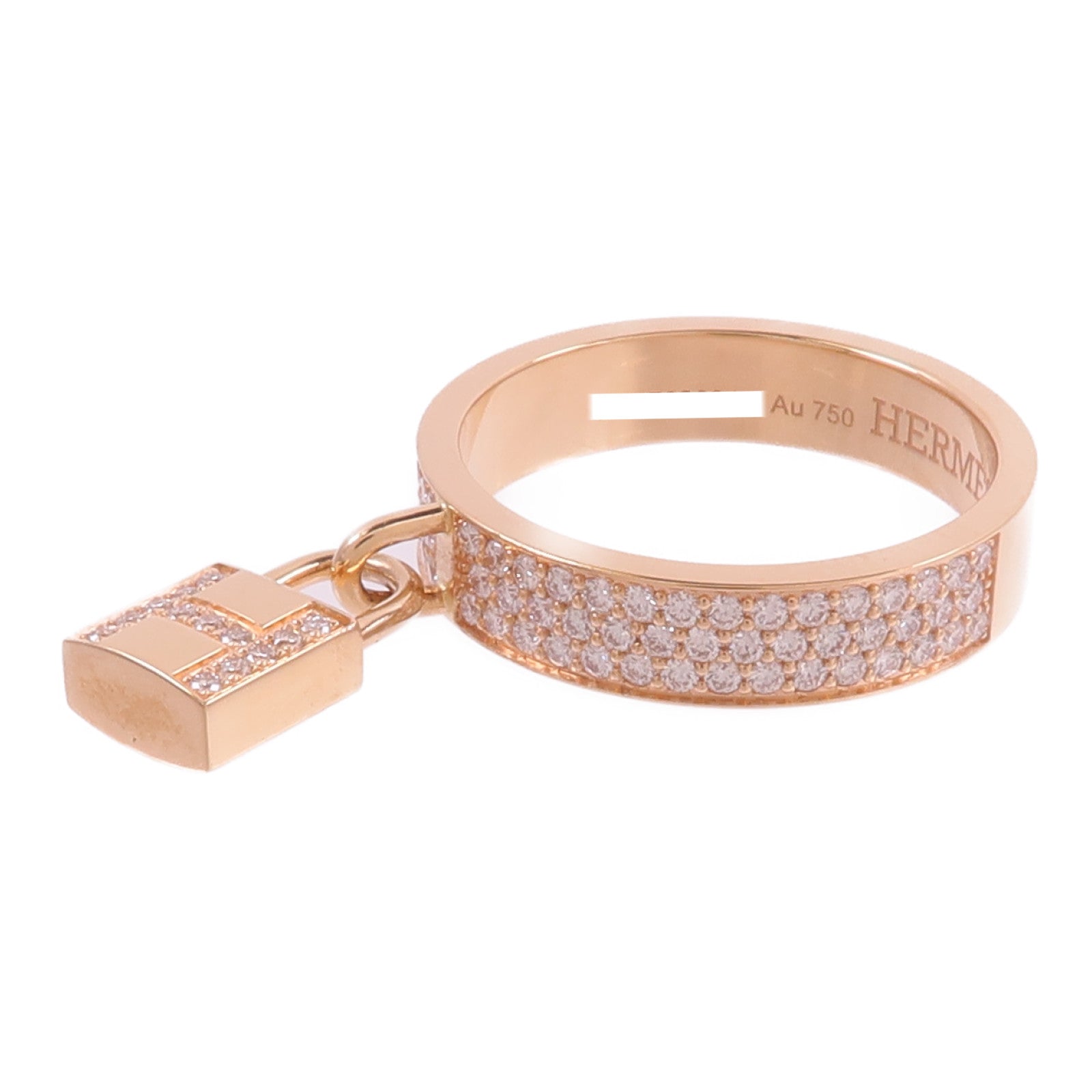 HERMES 18K玫瑰金Kelly Clochette Ring鑽石戒指