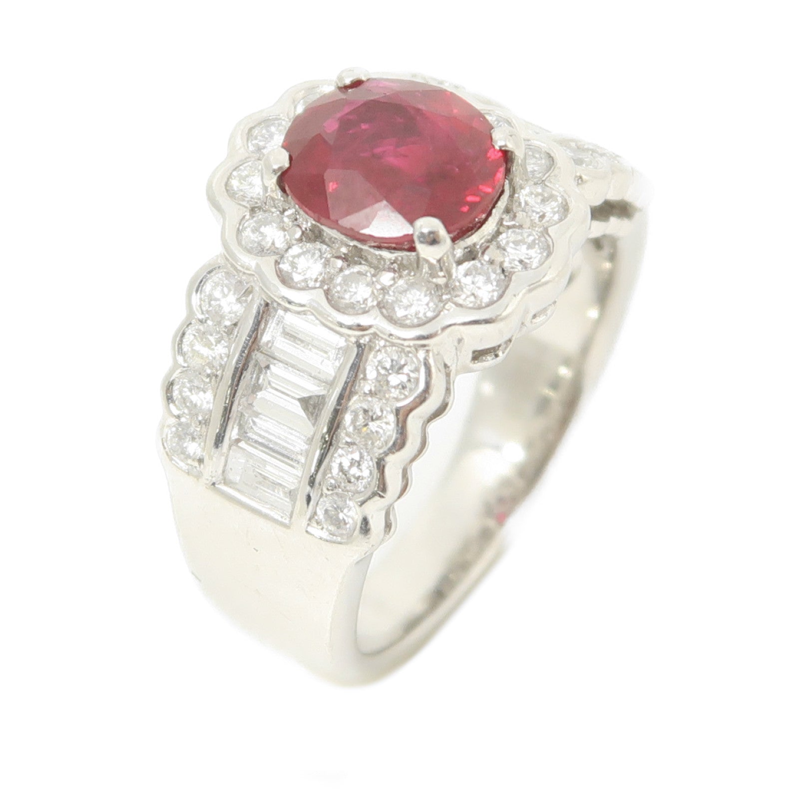 JEWELRY 【激減優惠】PT900鉑金Ruby Diamond Ring鑽石戒指US#6