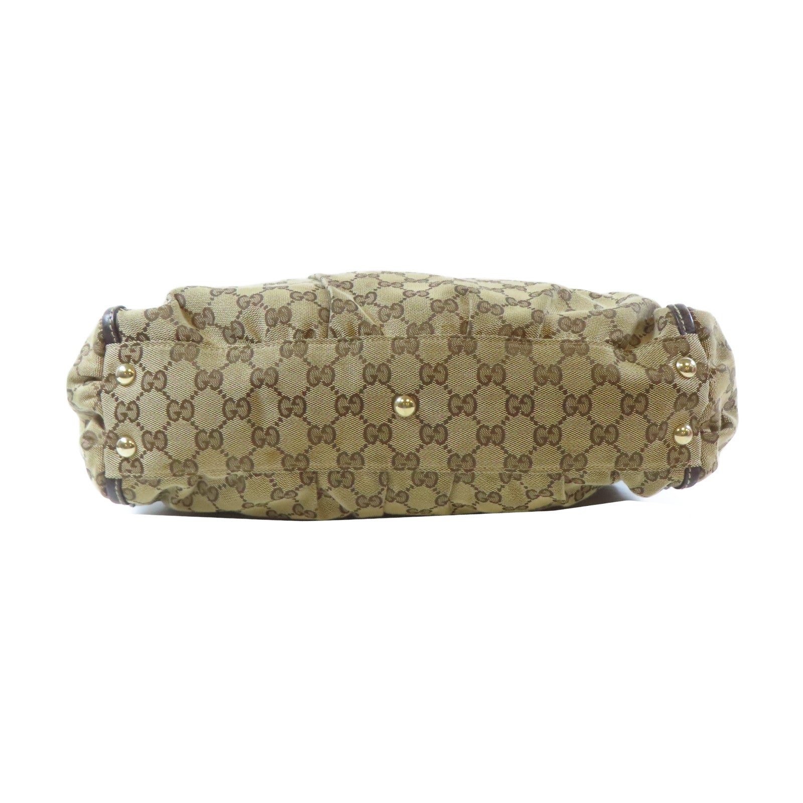 GUCCI 【激減優惠】帆布Shoulder Bag金扣肩背袋啡色