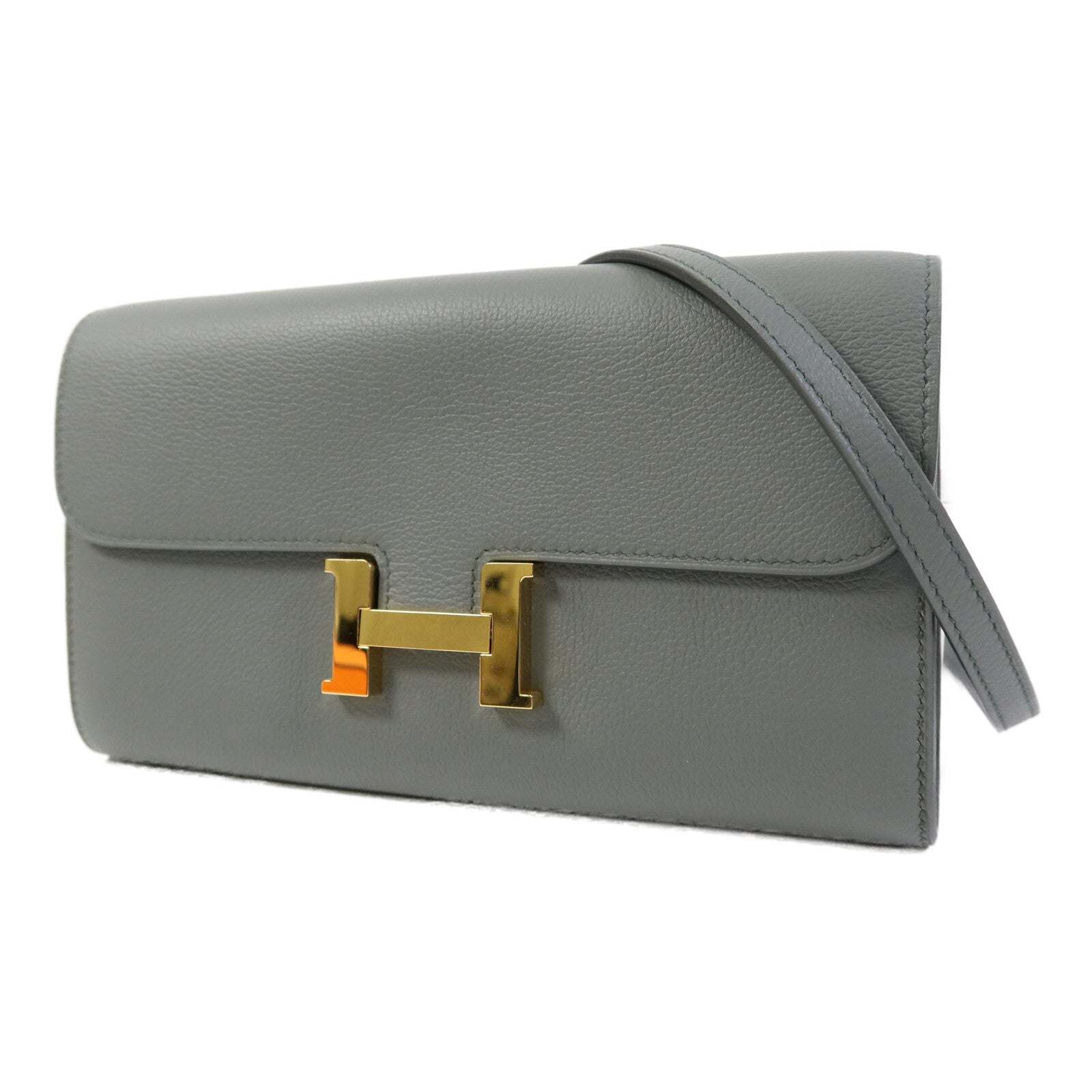 HERMES Evercolor皮革Constance To Go金扣肩背袋Vert Amande