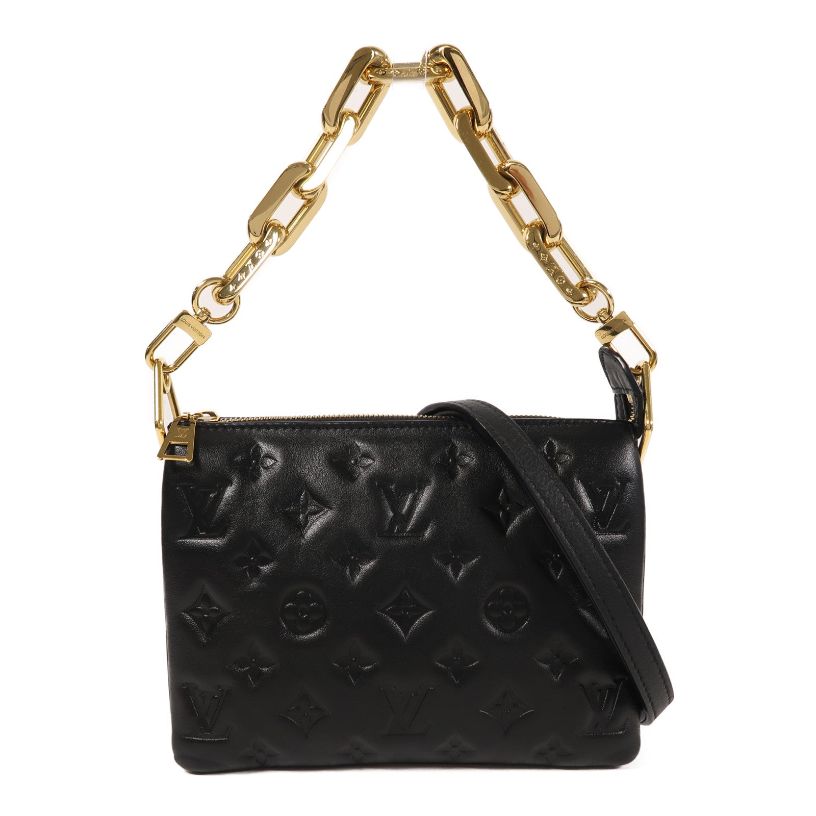 LOUIS VUITTON 【激減優惠】Monogram Embossed Coussin BB金扣鏈帶手挽肩背兩用袋