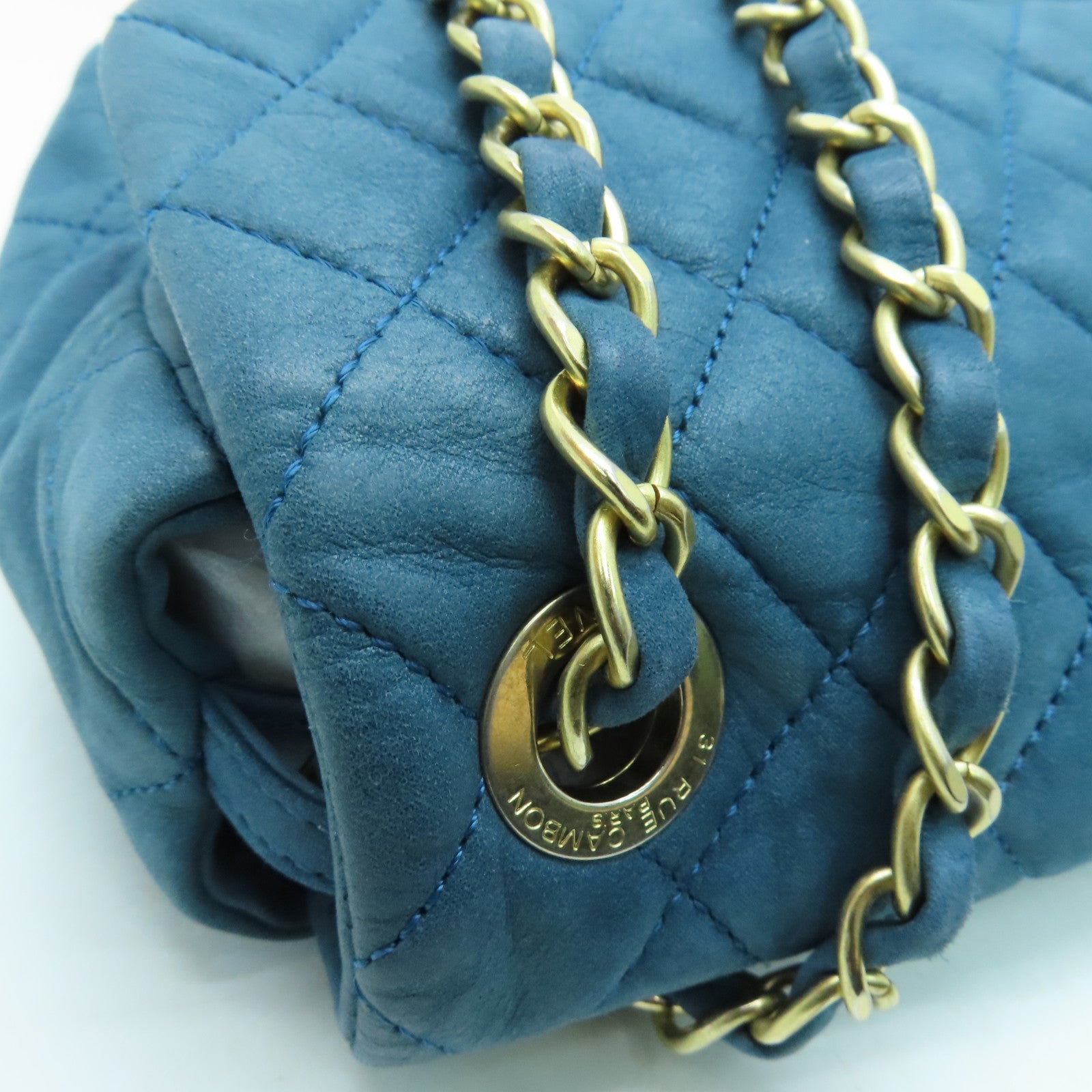 CHANEL 【激減優惠】牛皮皮革Chic Quilt Flap Bag金扣肩背袋藍色