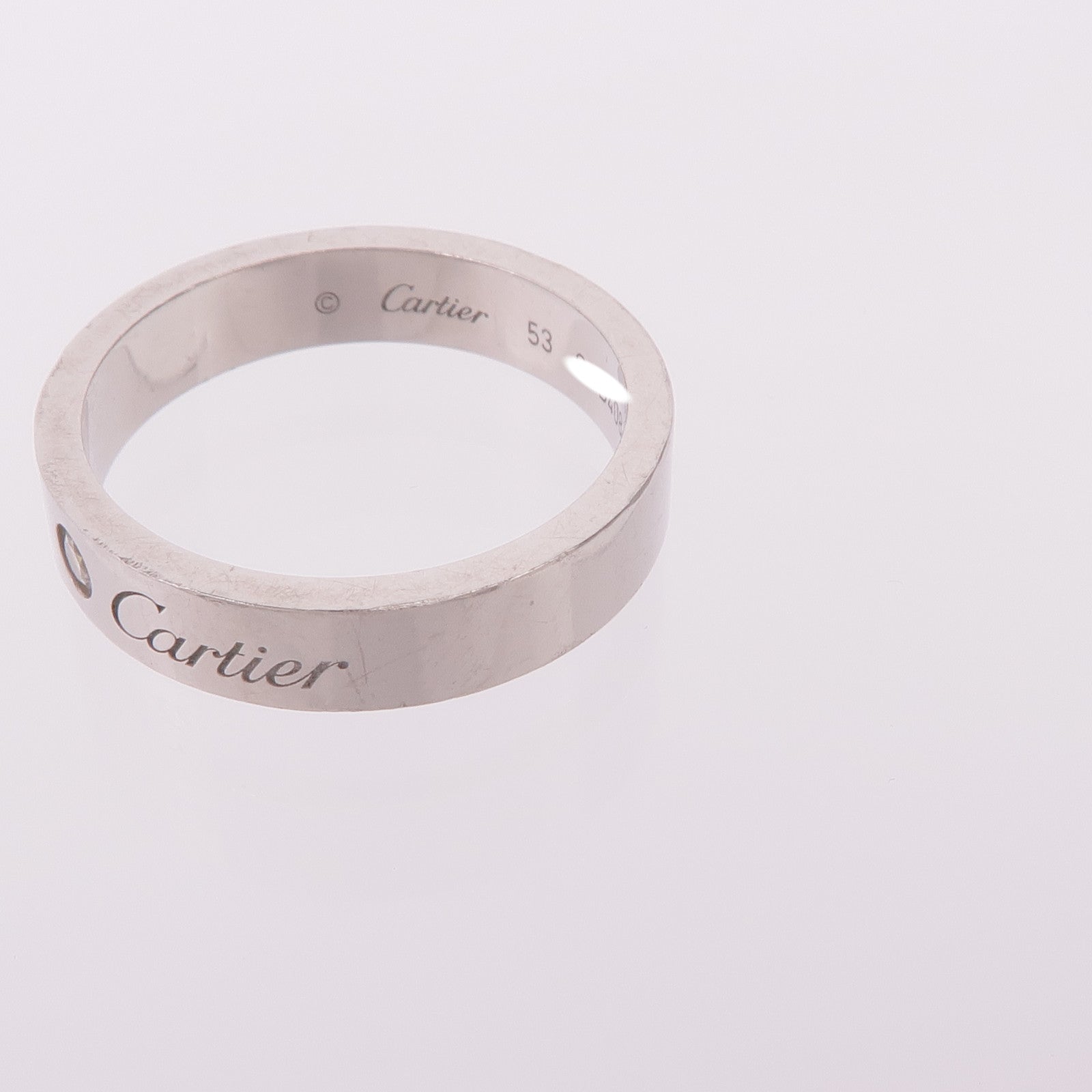 CARTIER PT950鉑金C de Cartier Wedding Band鑽石戒指Cartier#53/US#6.5