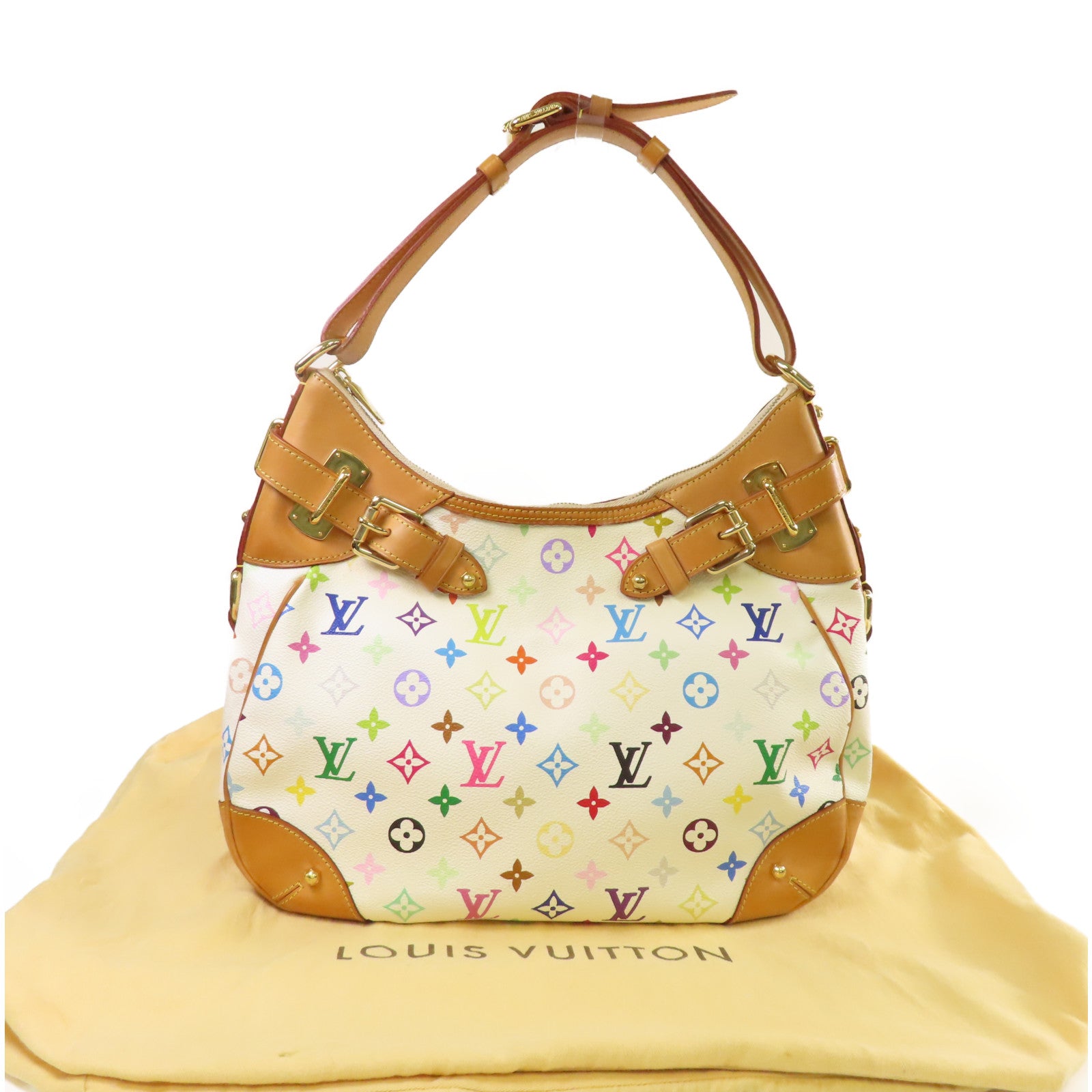 LOUIS VUITTON Monogram Multicolore Greta Shoulder Bag金扣肩背袋白色/彩色