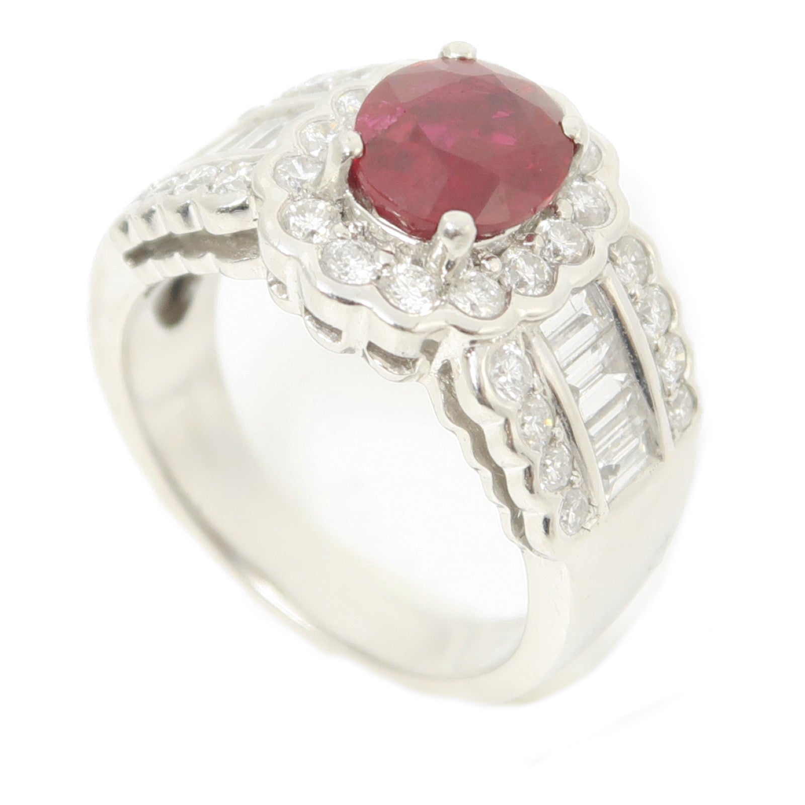 JEWELRY 【激減優惠】PT900鉑金Ruby Diamond Ring鑽石戒指US#6