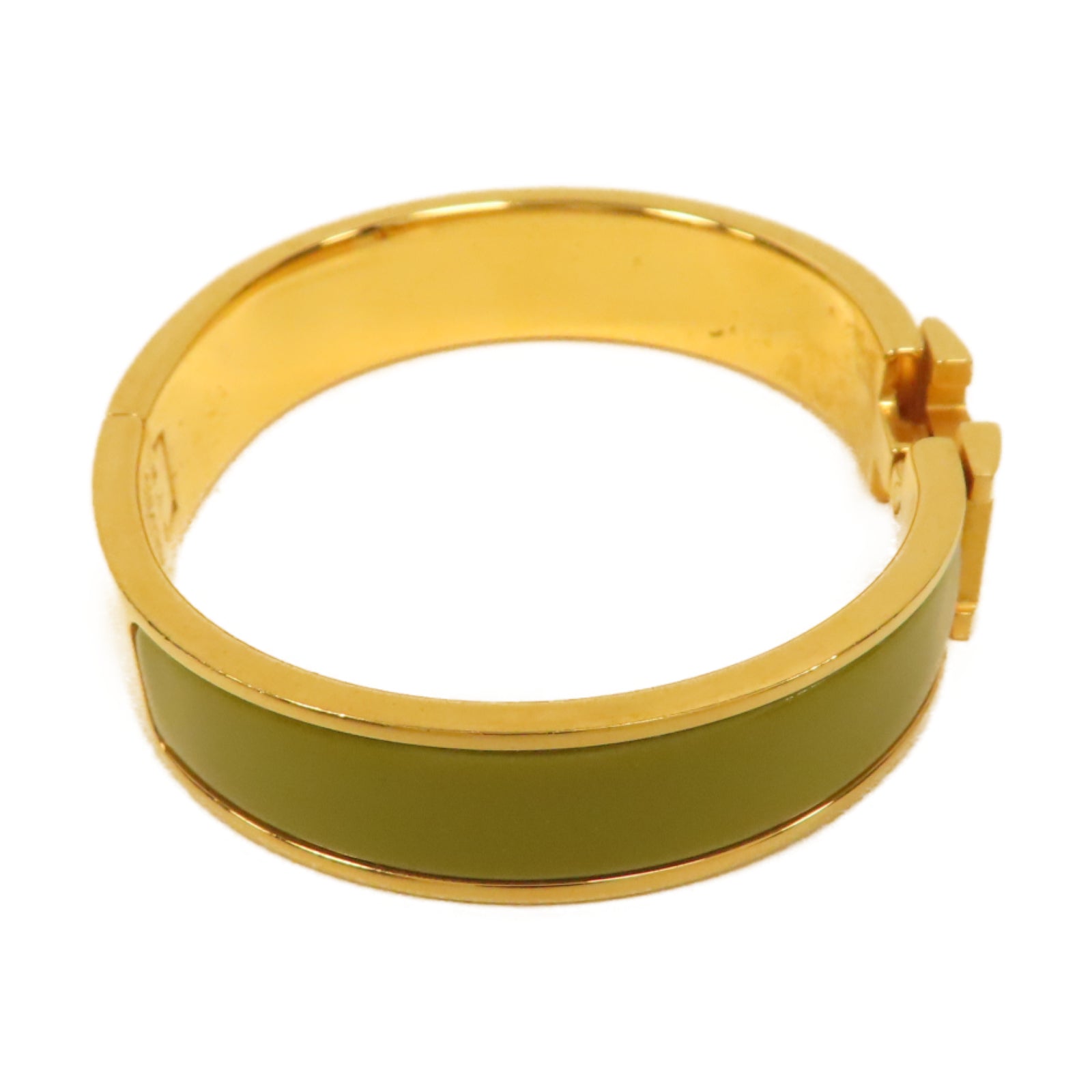 HERMES 金屬Clic H Bracelet手鐲金色/綠色