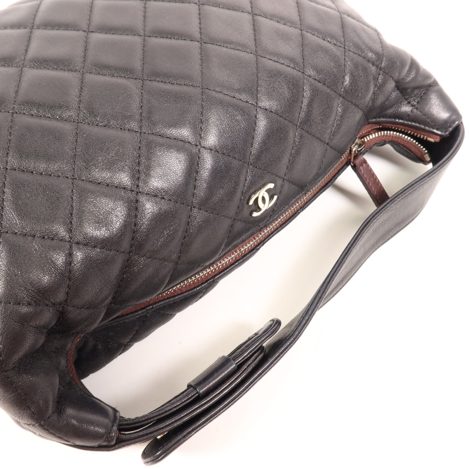 CHANEL 牛皮皮革Hand Bag銀扣手挽袋