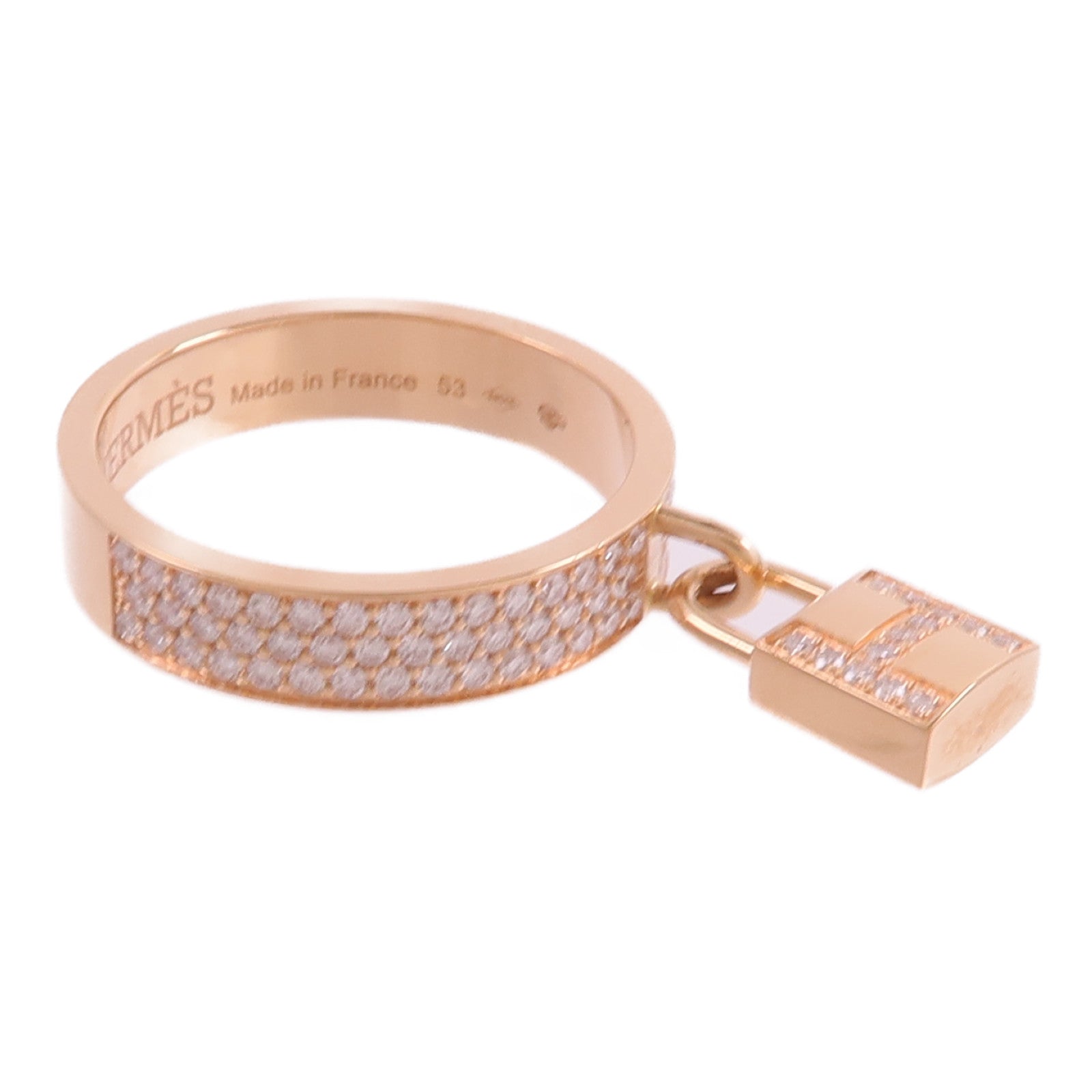 HERMES 18K玫瑰金Kelly Clochette Ring鑽石戒指