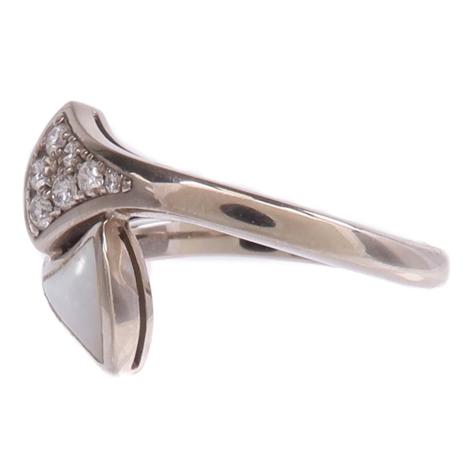 BVLGARI 18K白金Divas Dream Ring珍珠母貝/鑽石戒指US#5.75