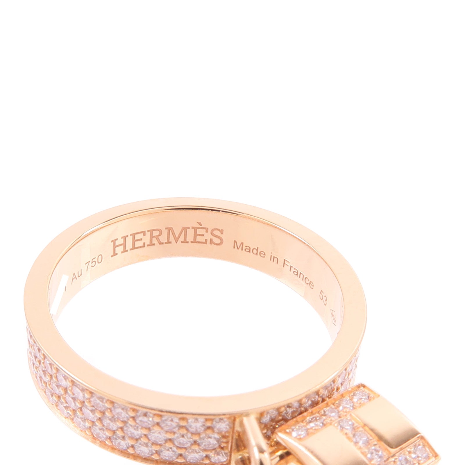 HERMES 18K玫瑰金Kelly Clochette Ring鑽石戒指