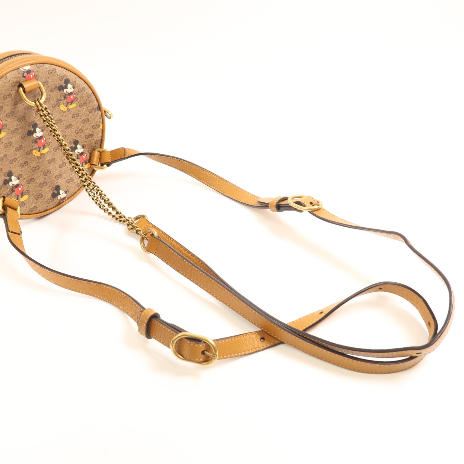 GUCCI 塗層帆布Disney GG Backpack金扣鏈帶背包
