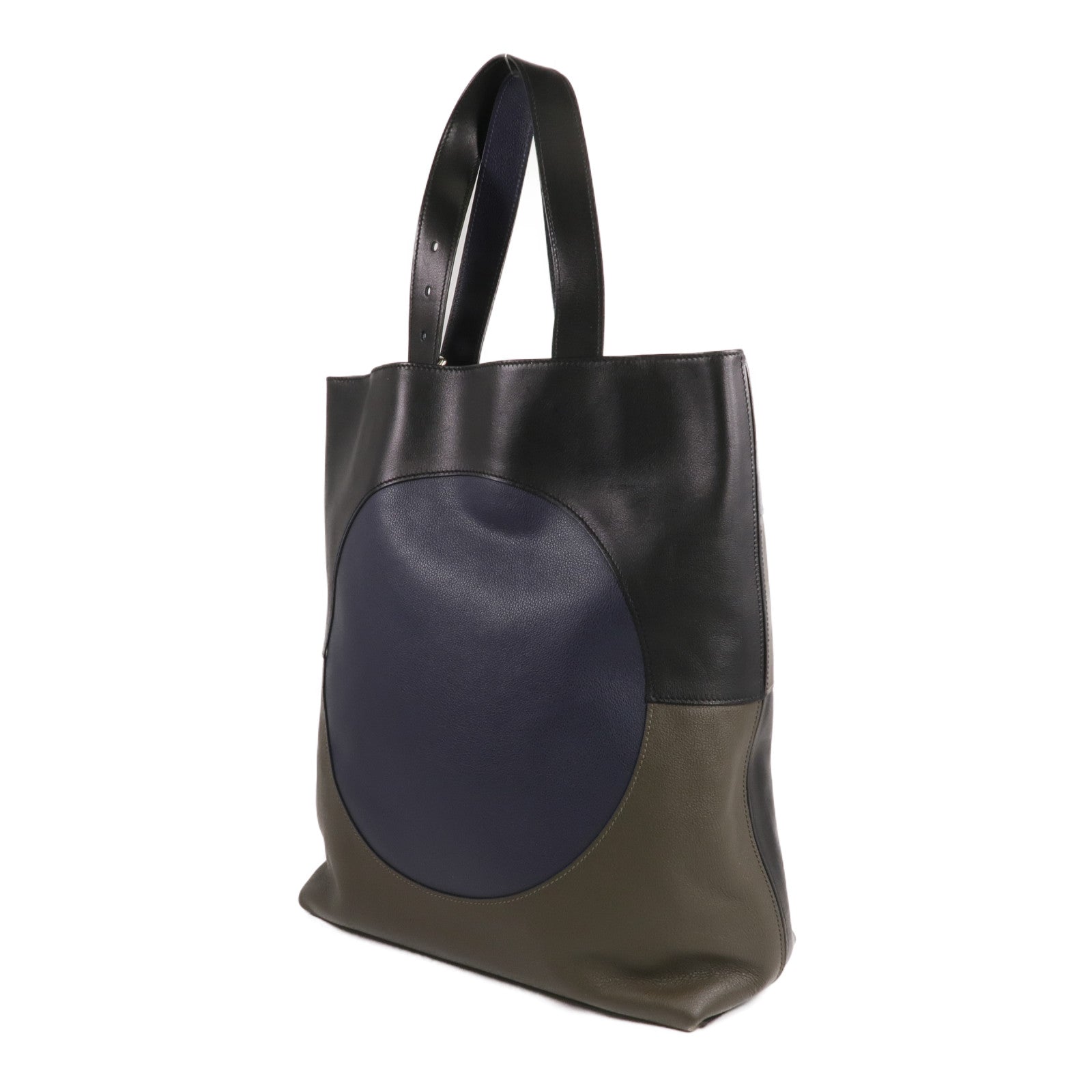 HERMES Evercolor/Evergrain皮革Jockey Bag銀扣肩背袋/手挽袋