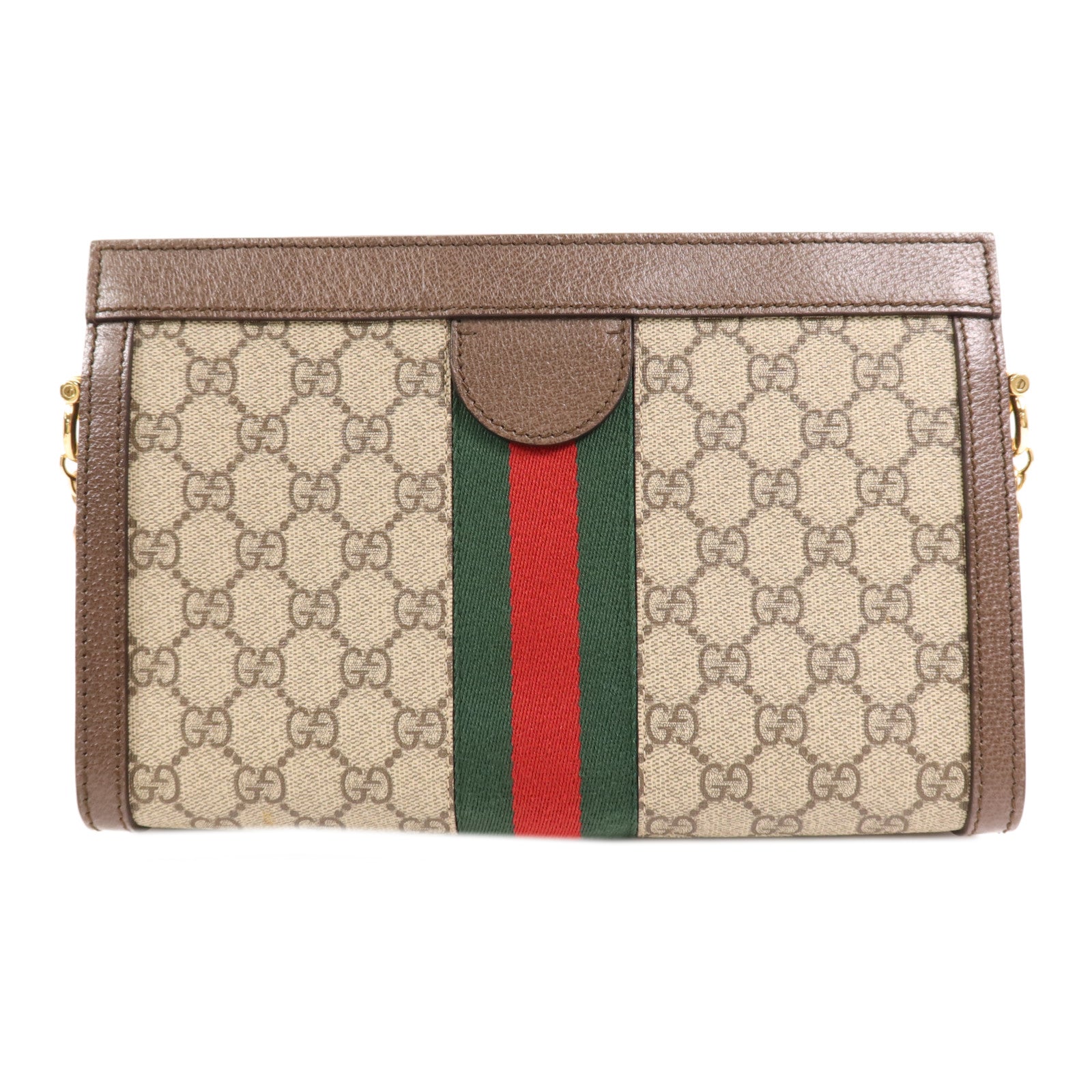 GUCCI 塗層帆布/牛皮皮革Shoulder Bag金扣鏈帶肩背袋