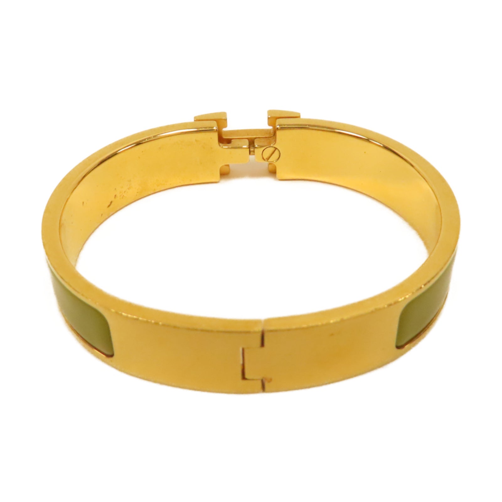 HERMES 金屬Clic H Bracelet手鐲金色/綠色