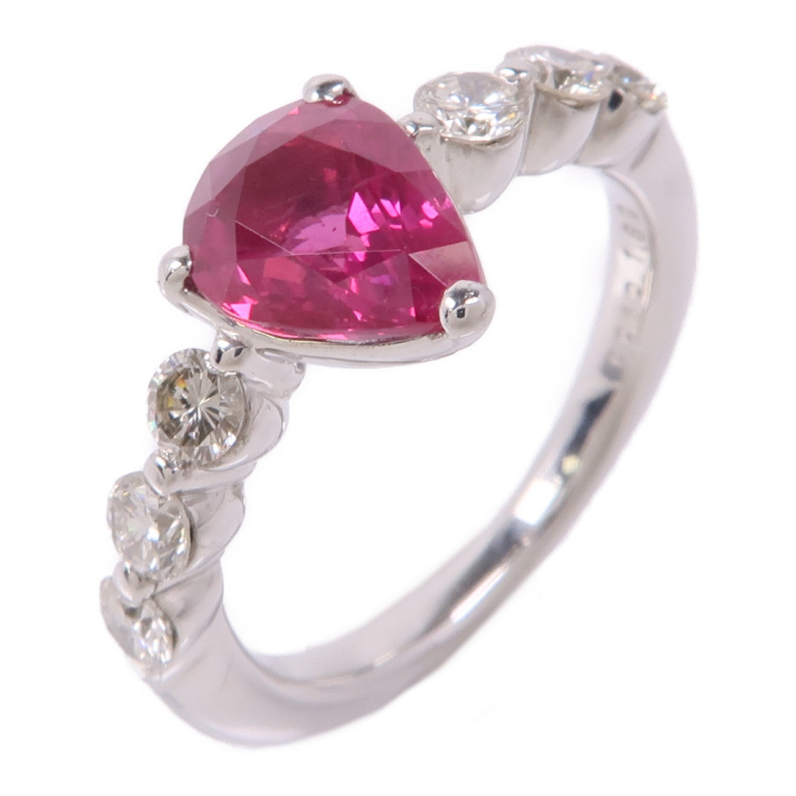 JEWELRY PT900鉑金Ruby/Diamond Ring紅寶石/鑽石戒指US#6.5