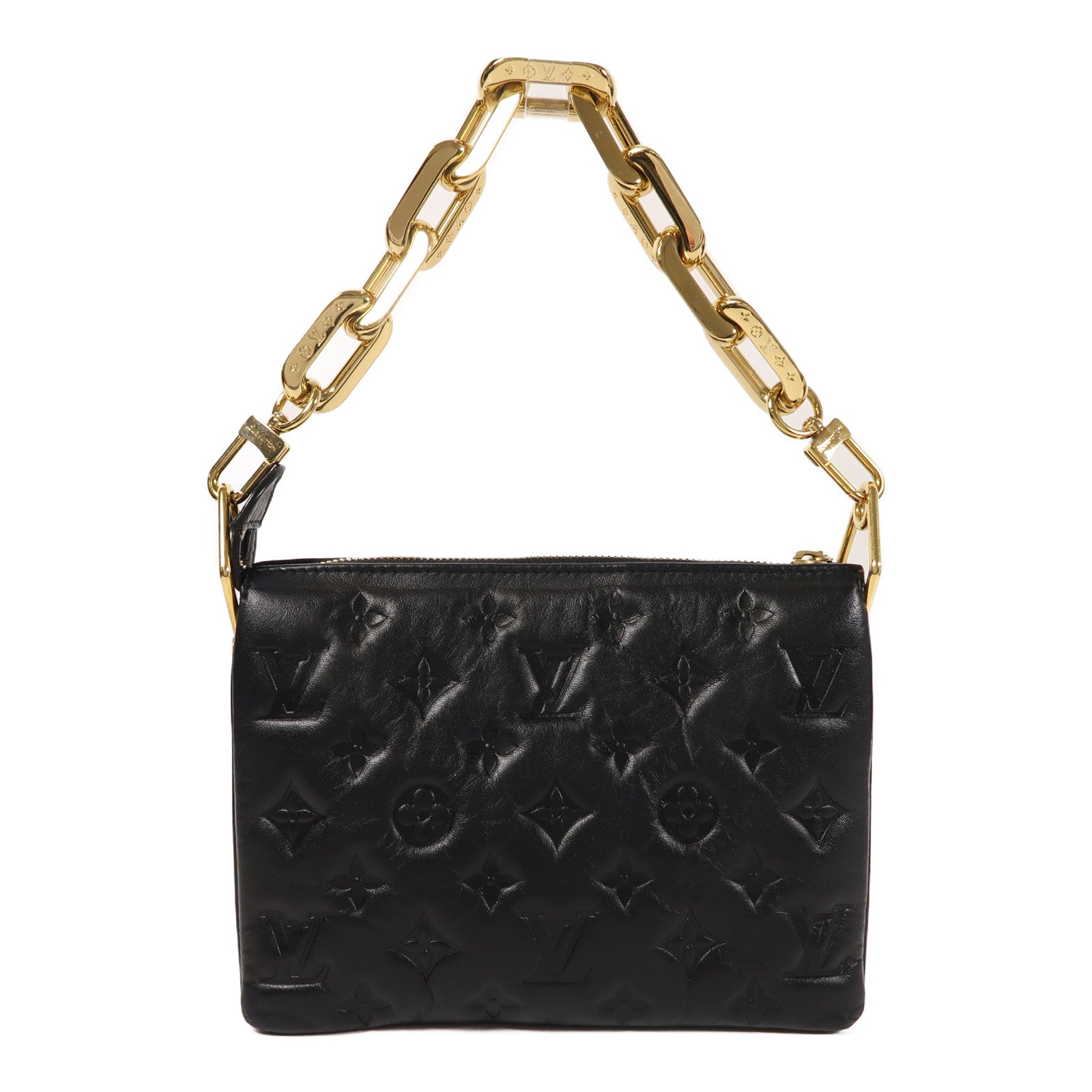 LOUIS VUITTON 【激減優惠】Monogram Embossed Coussin BB金扣鏈帶手挽肩背兩用袋