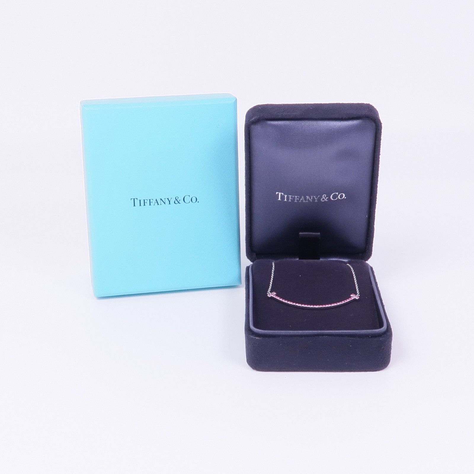 TIFFANY＆CO 【激減優惠】18K白金T Smile Pink Sapphire Necklace粉紅藍寶石項鍊