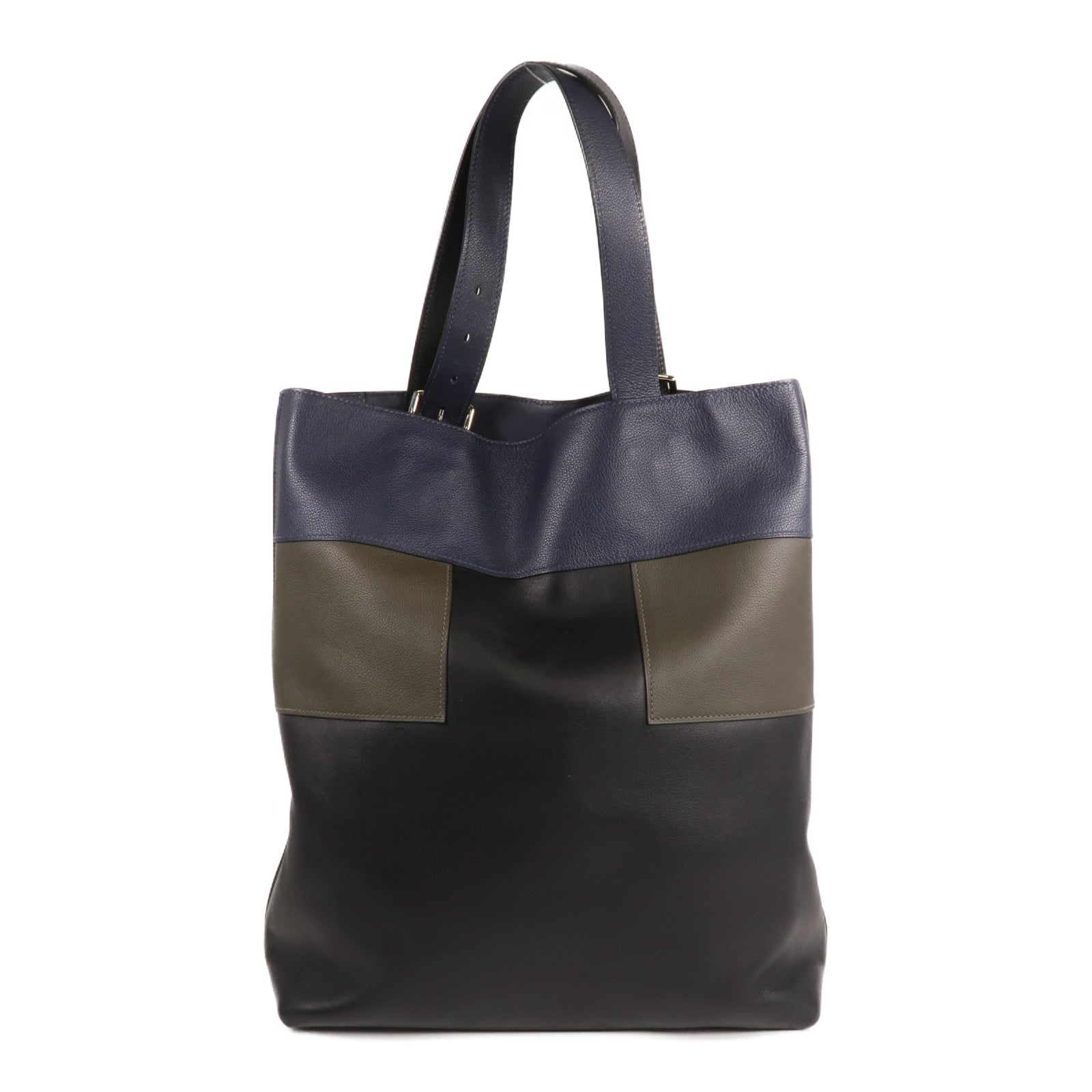 HERMES Evercolor/Evergrain皮革Jockey Bag銀扣肩背袋/手挽袋