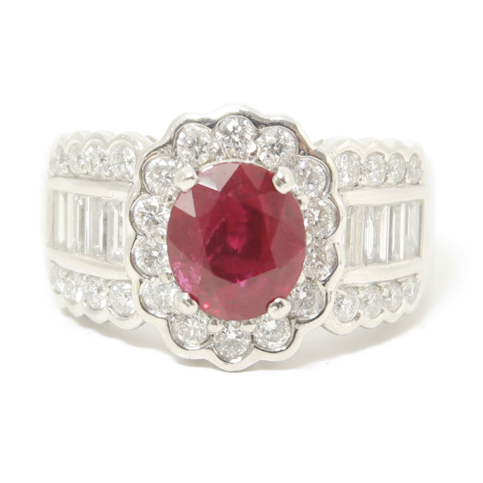 JEWELRY 【激減優惠】PT900鉑金Ruby Diamond Ring鑽石戒指US#6