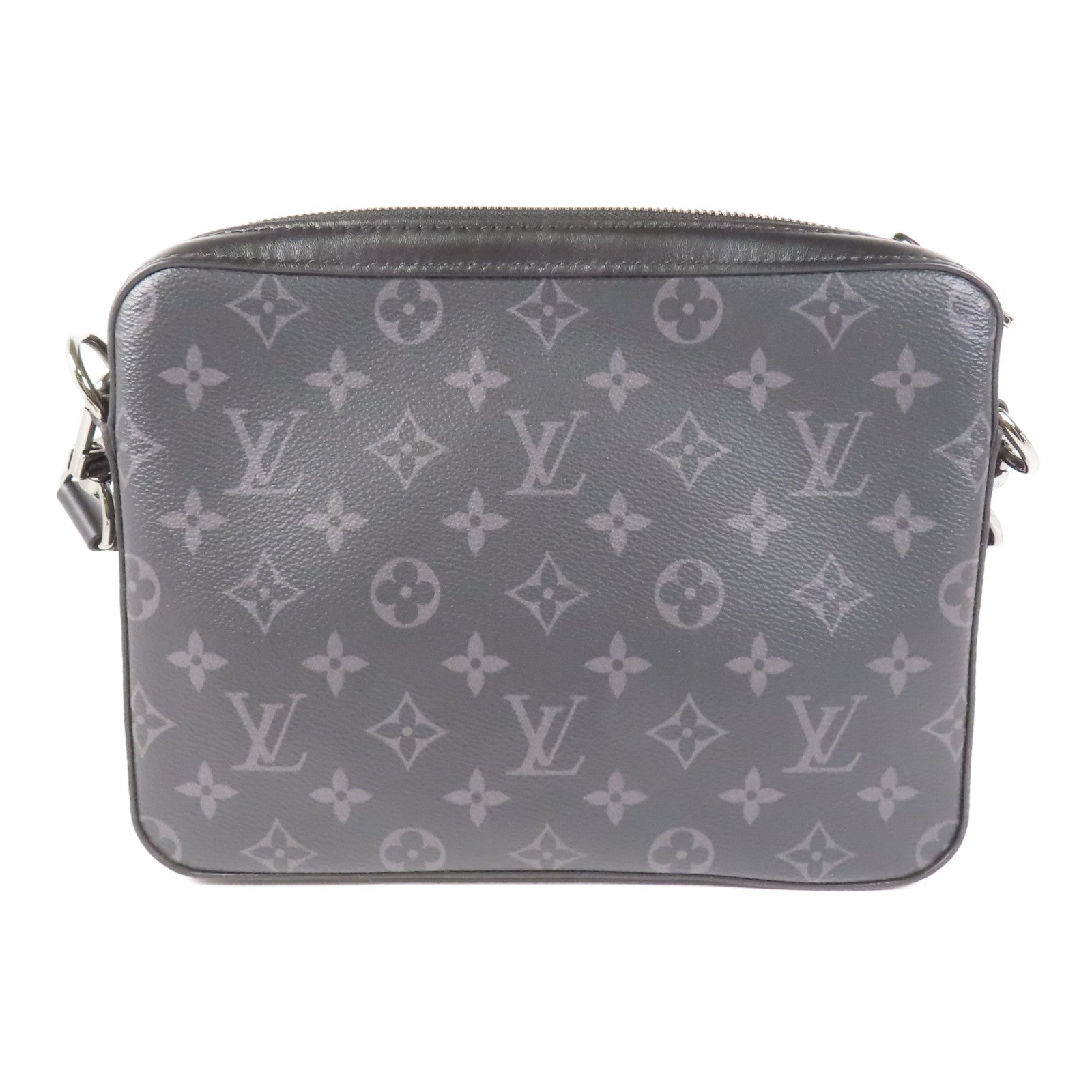 LOUIS VUITTON Monogram Eclipse Reverse Trio Messenger銀扣肩背袋灰色